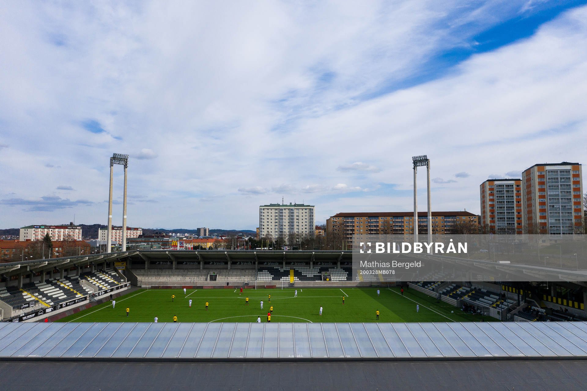 Drönarvy över Bravida Arena