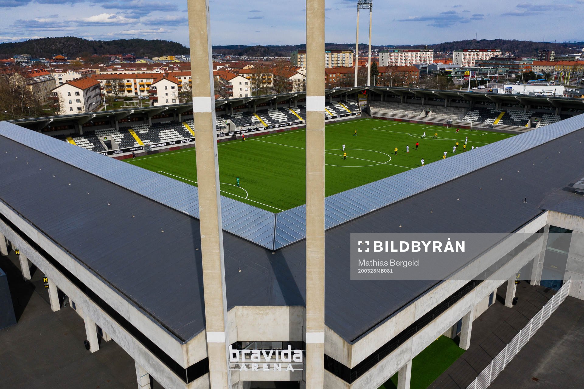 Drönarvy över Bravida Arena