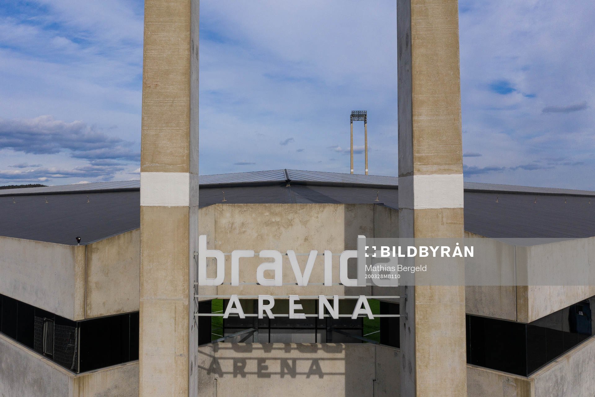 En skylt på Bravida Arena
