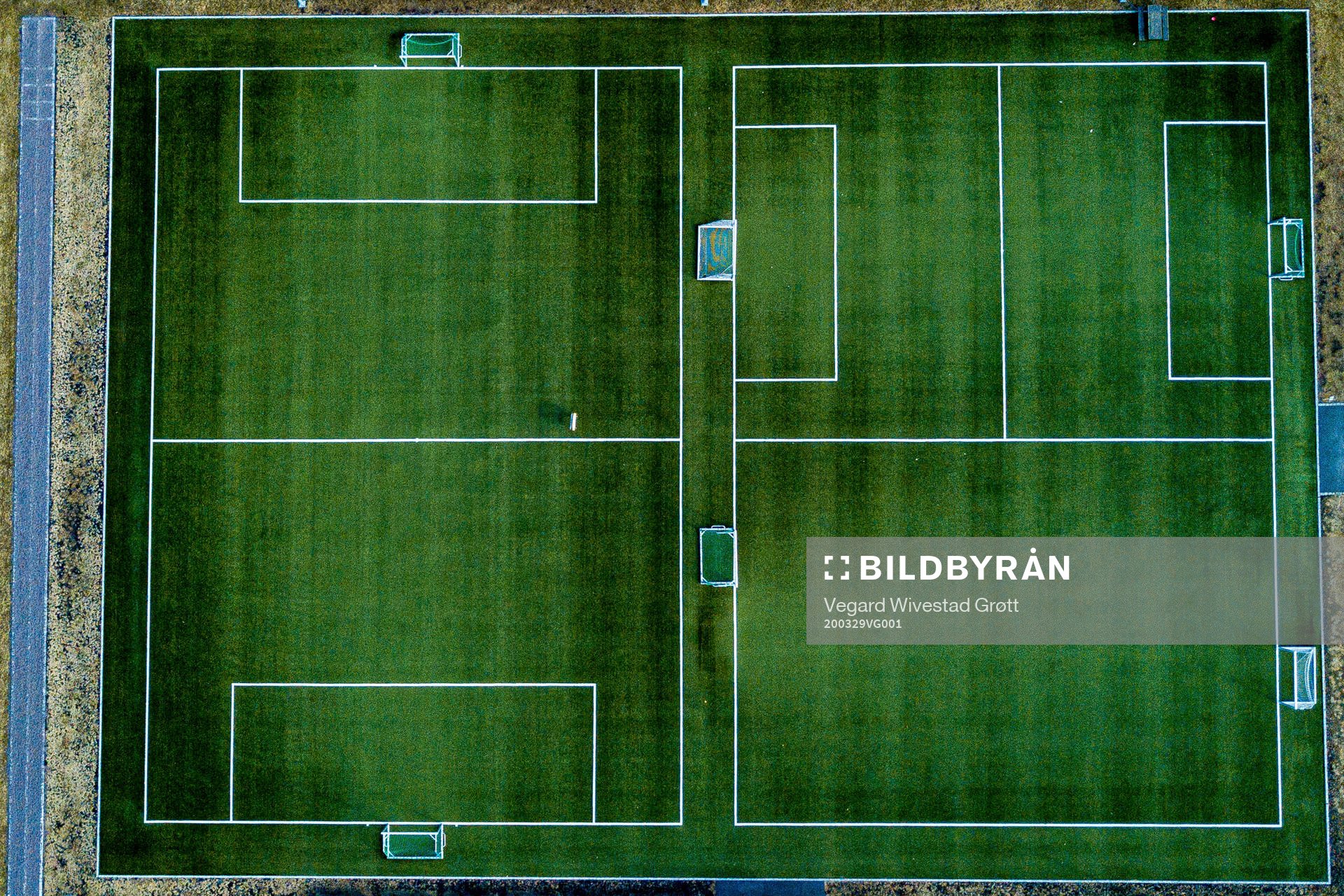 General view of empty football pitches as the Coronavirus,