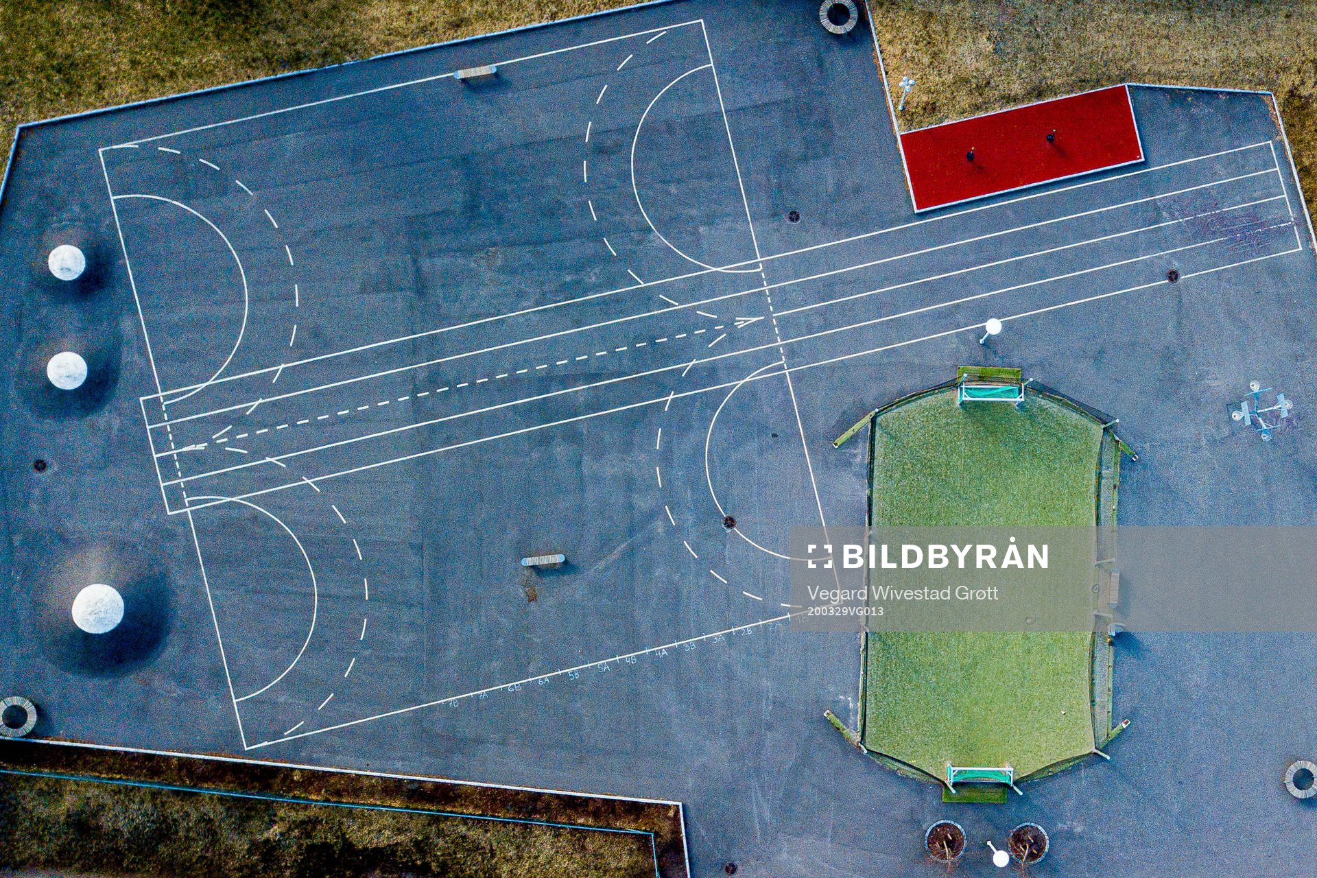 General view of an empty schoolyard as the Coronavirus,