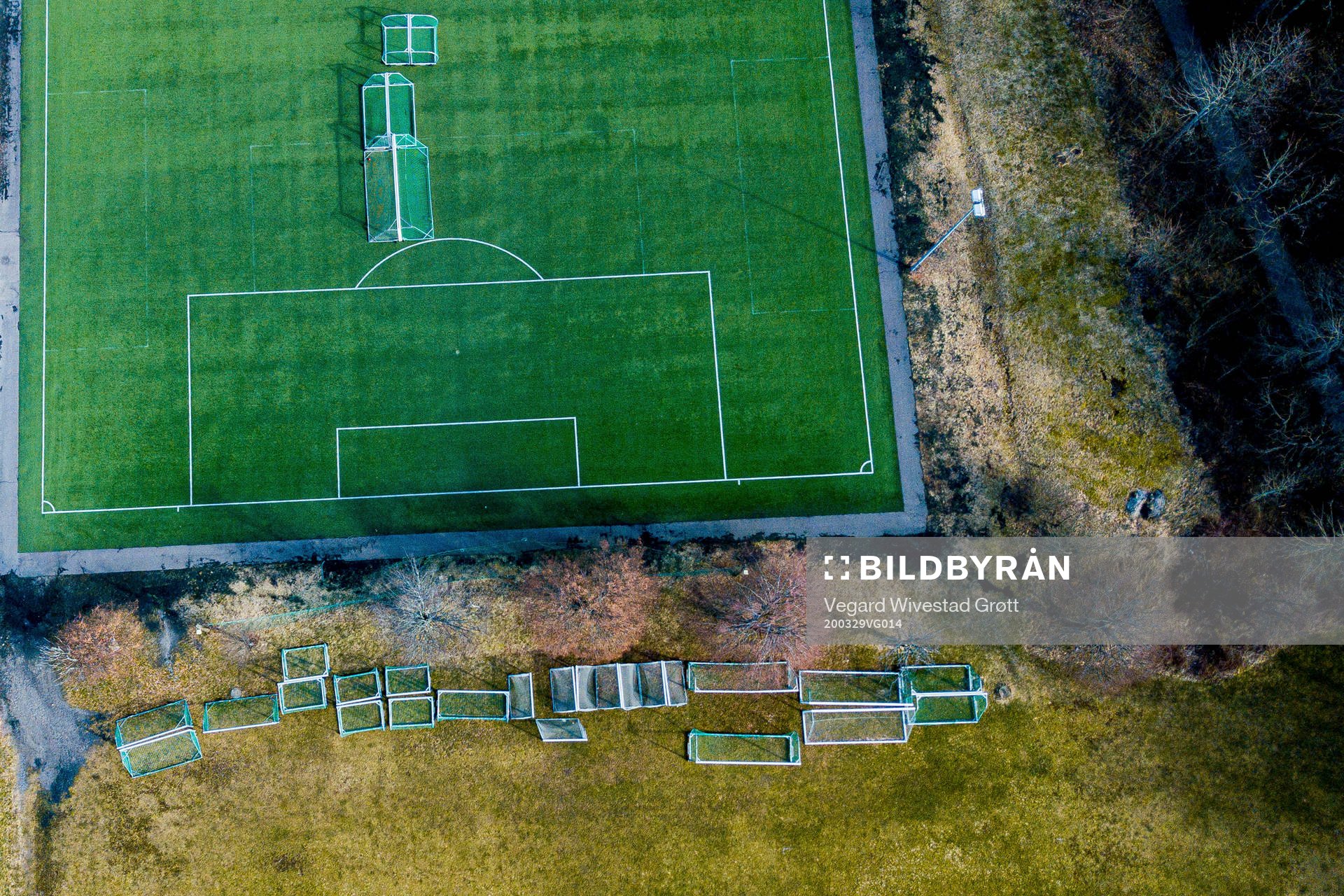 General view of empty football pitches as the Coronavirus,