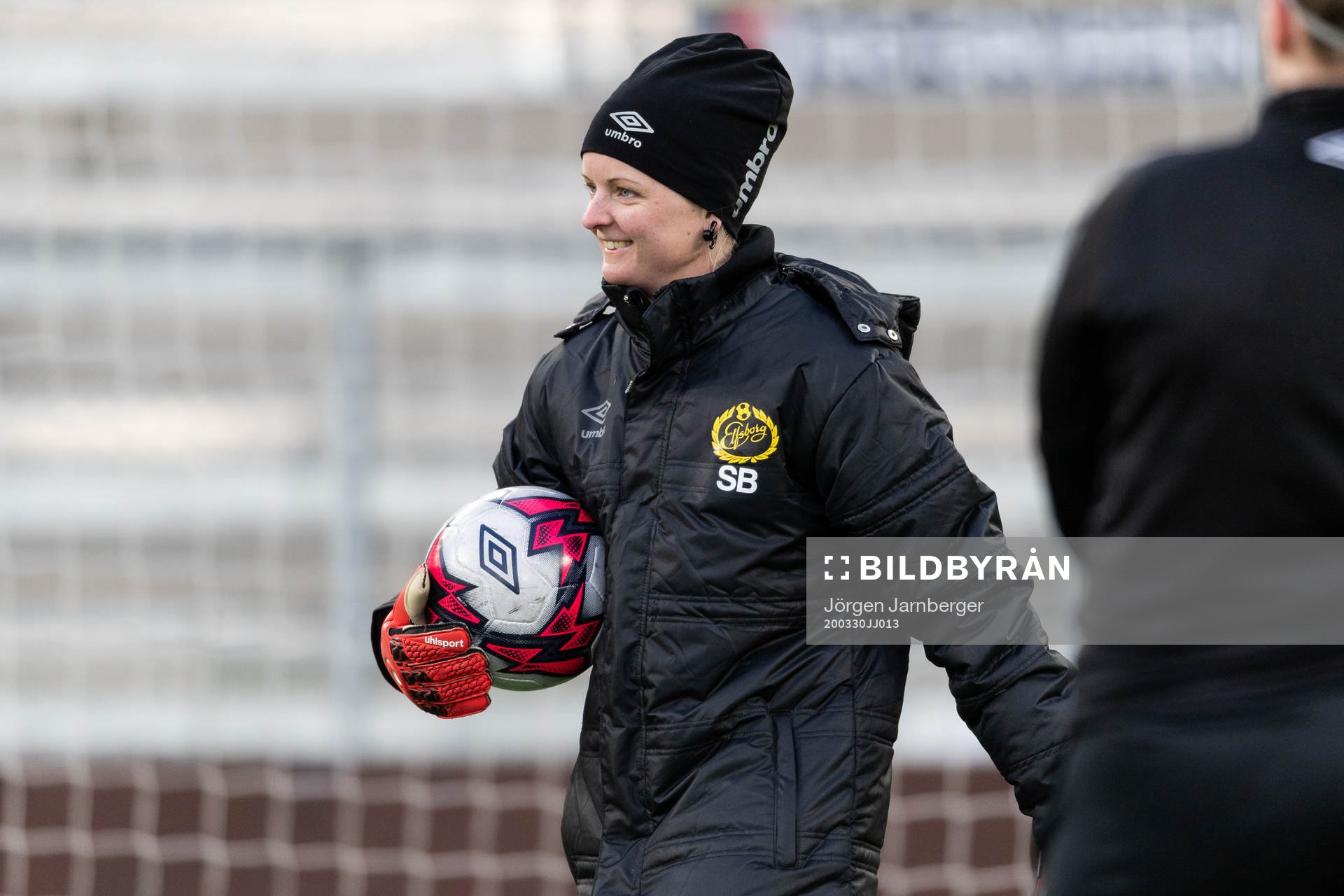 Målvaktstränare Sandra Bjurteg under en träning med Elfsborgs damlag den 30 mars 2020 i Borås.