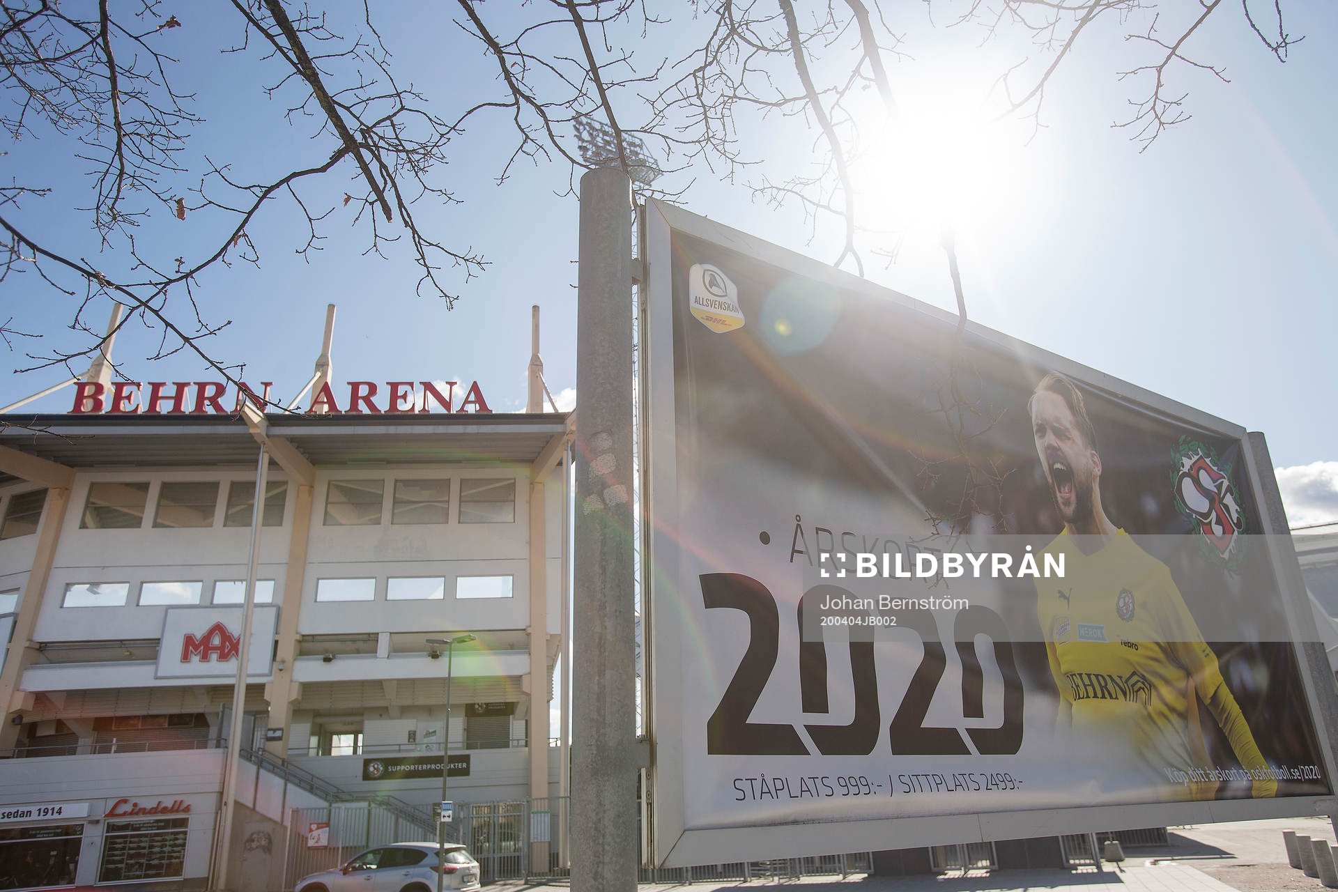 Exterior view of Behrn Arena as the coronavirus, COVID-19,
