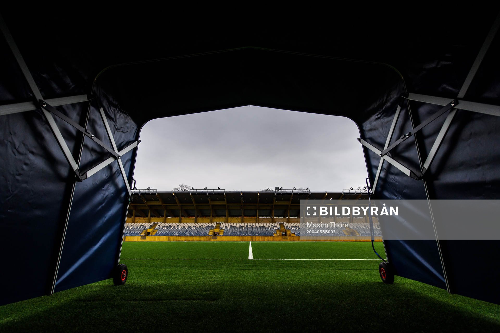 View of the player tunnel at Studenternas IP as the