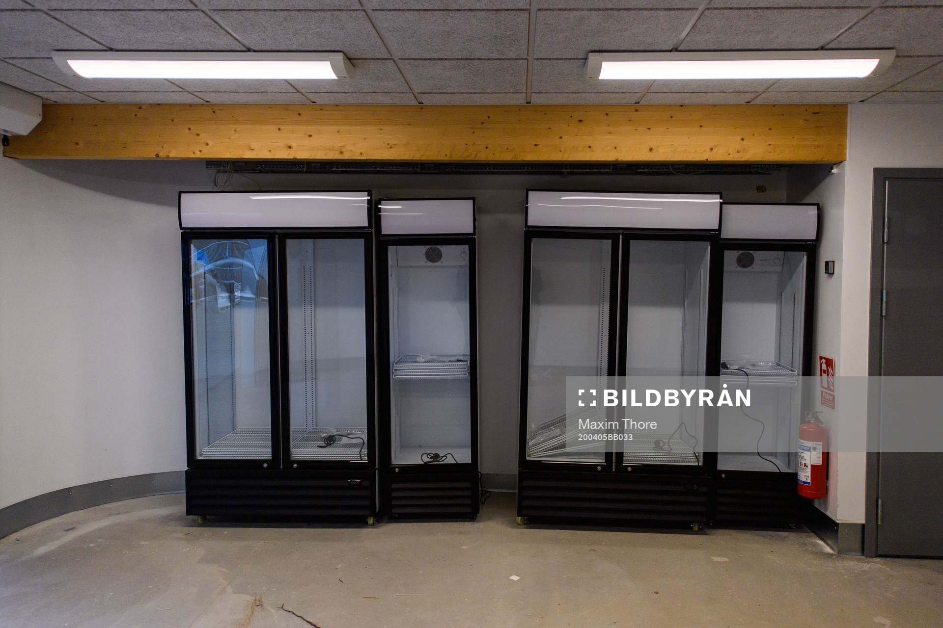 Empty fridges in a kiosk at Studenternas IP as the