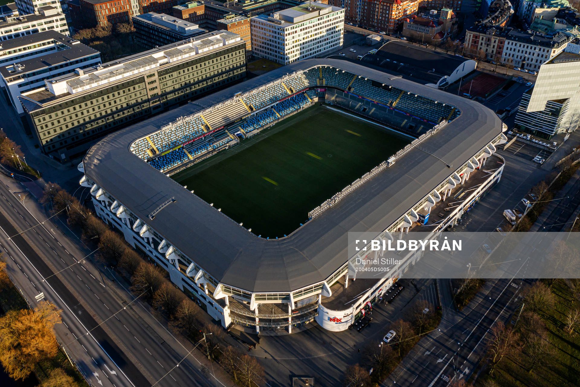 Aerial view of Ullevi and Gamla Ullevi as the coronavirus,