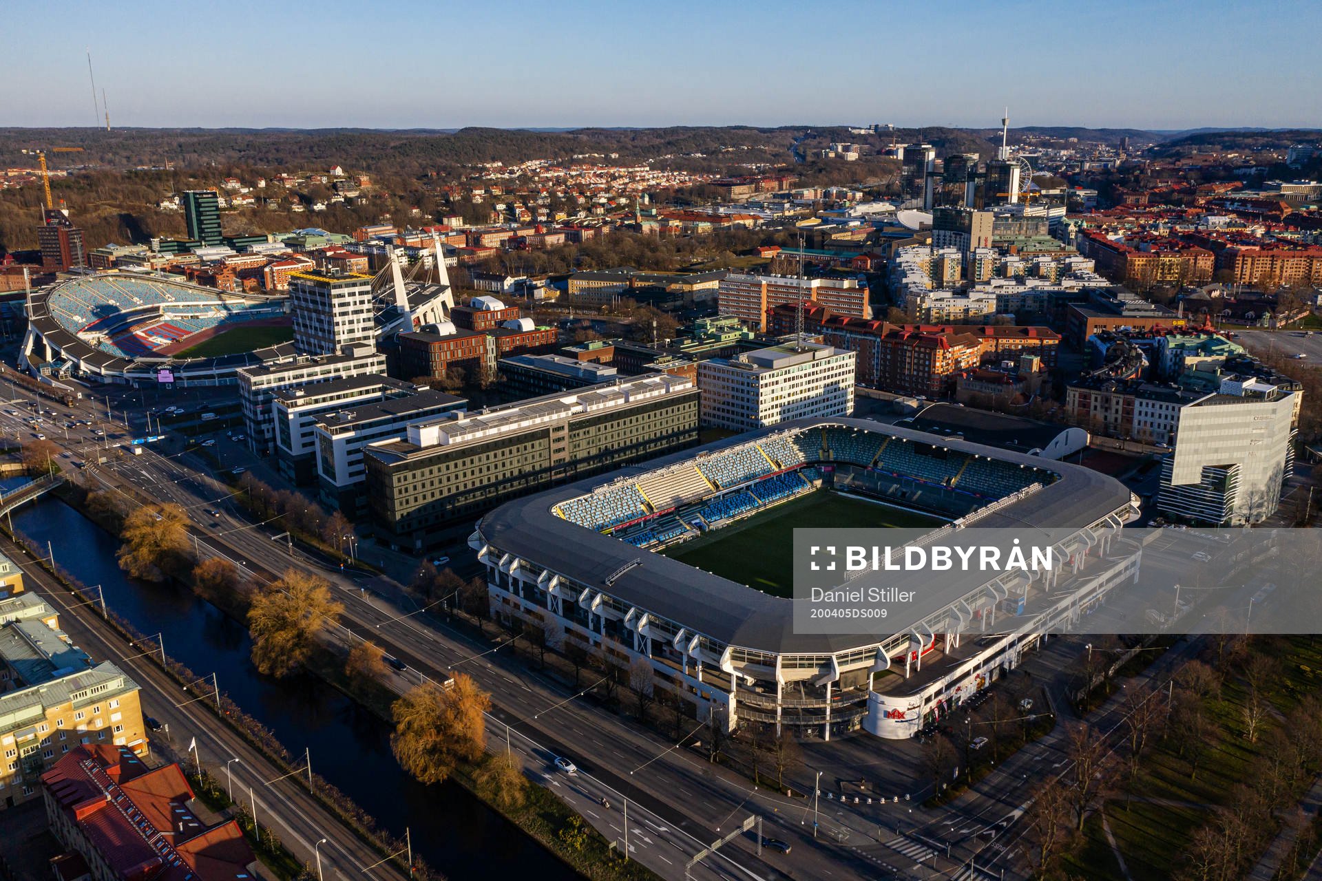 Aerial view of Ullevi and Gamla Ullevi as the coronavirus,