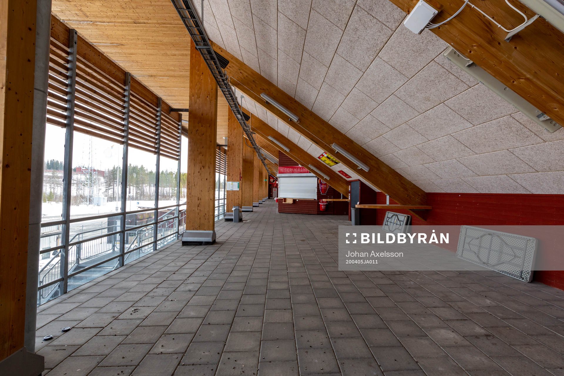 Empty halls inside Jämtkraft Arena as the coronavirus,