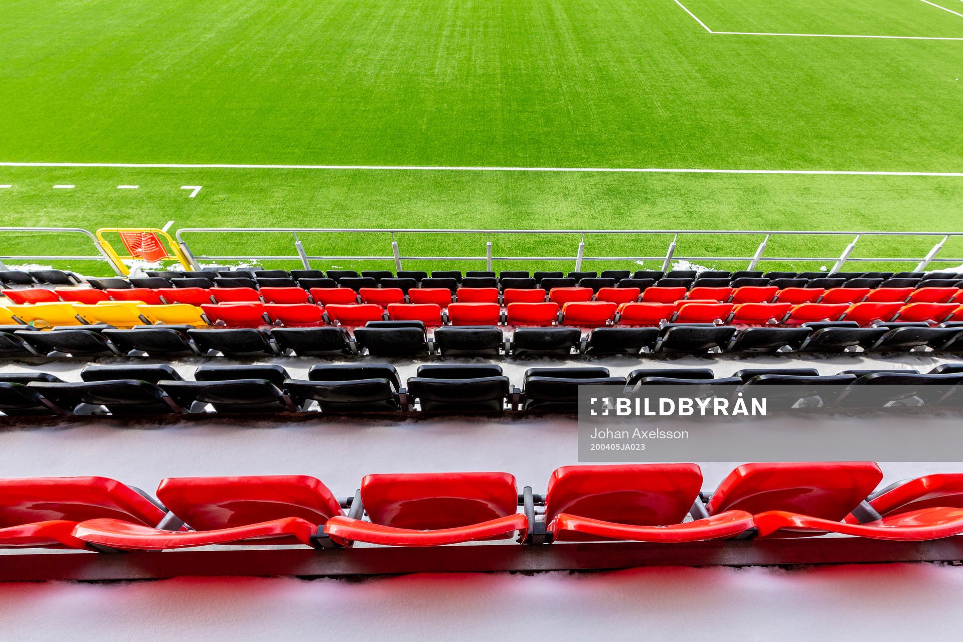 Spectator seats at Jämtkraft Arena as the coronavirus,