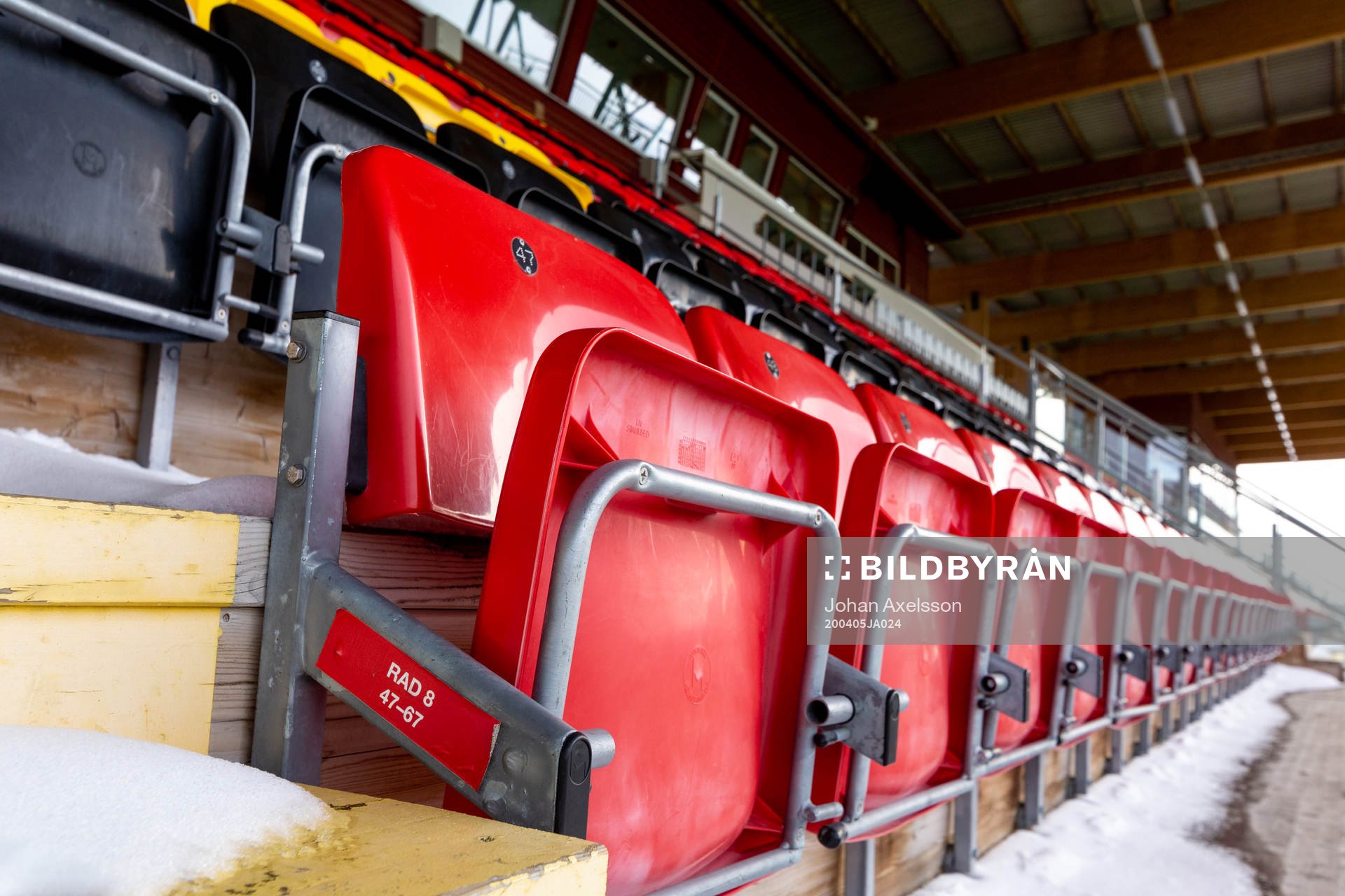 Spectator seats at Jämtkraft Arena as the coronavirus,
