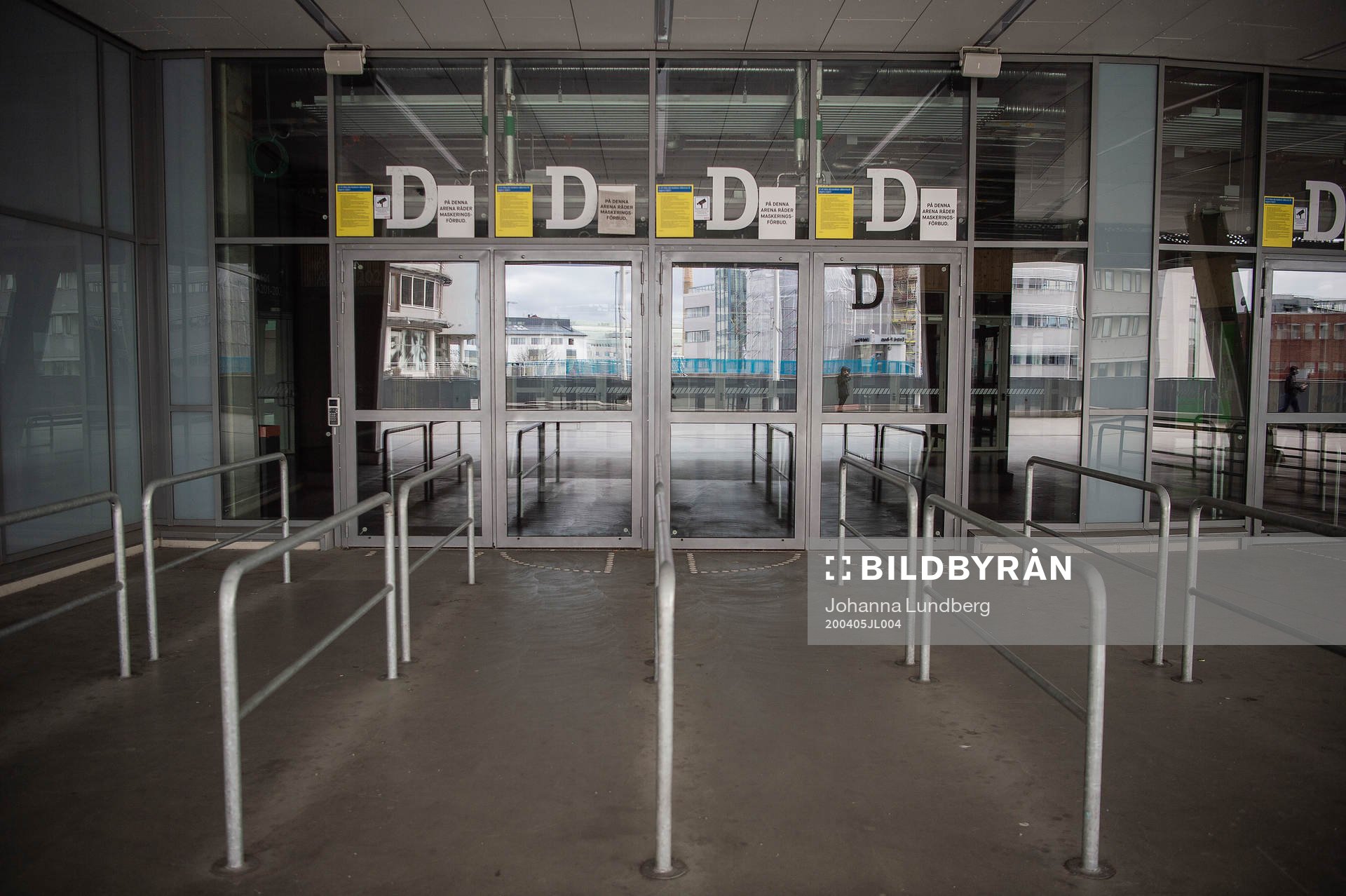 Exterior view of Tele2 arena as the coronavirus, COVID-19,