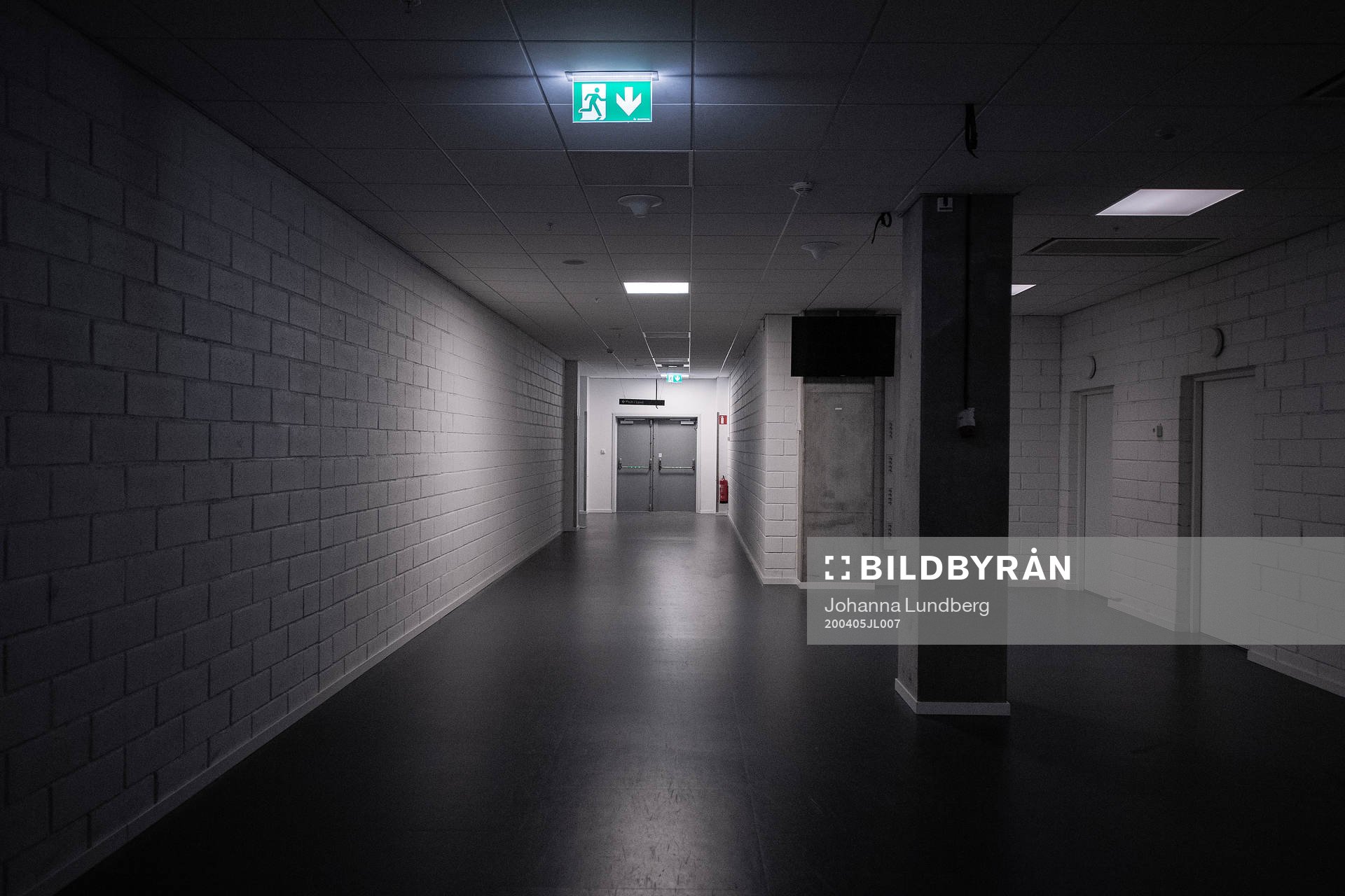 The corridor from the dressing rooms to the pitch at Tele2