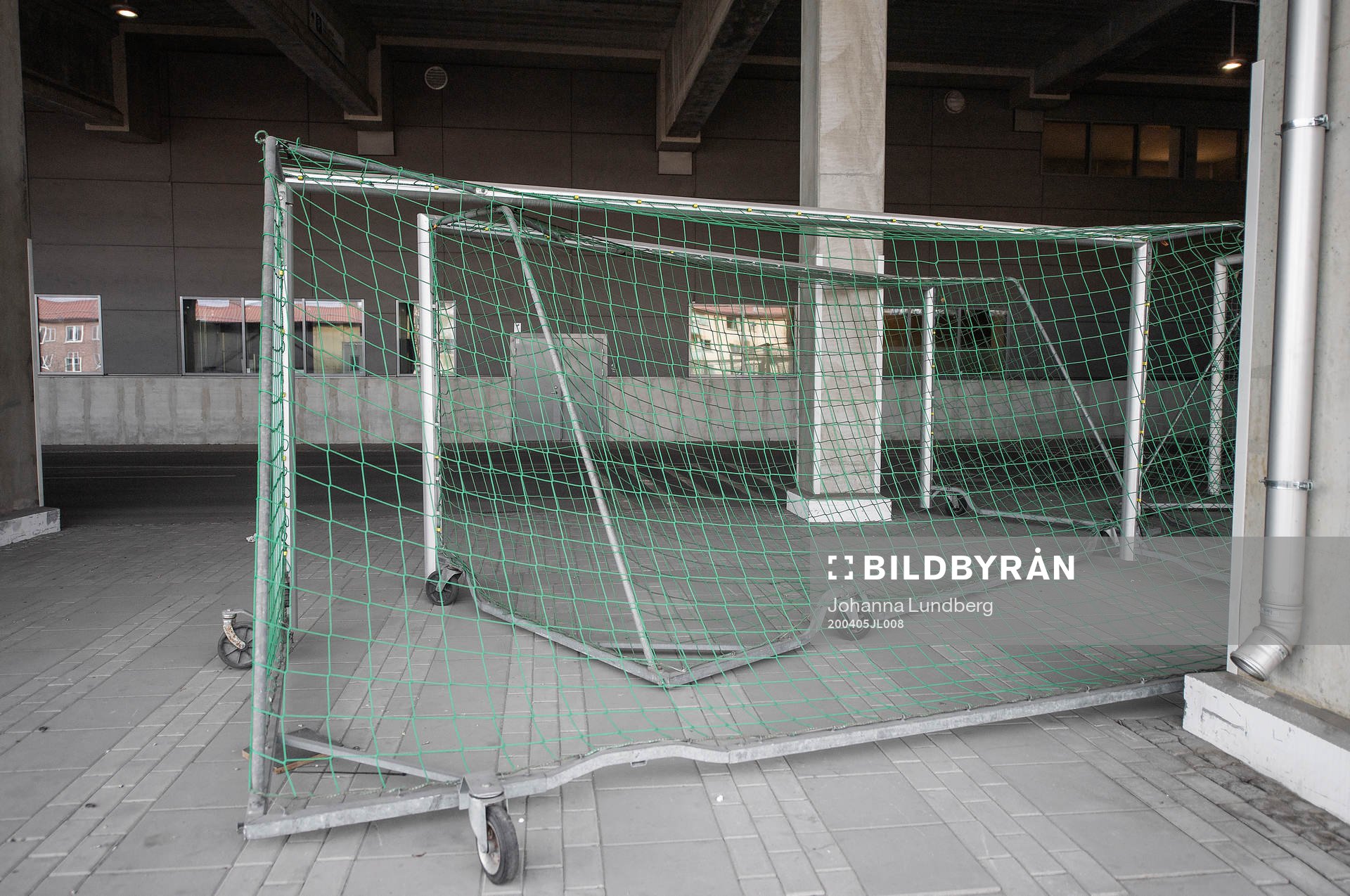 Football goals outside Tele2 arena as the coronavirus,