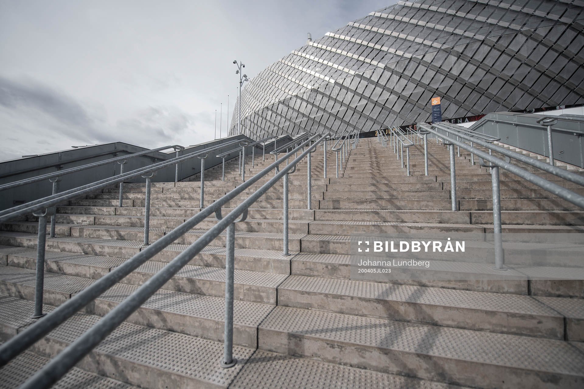 Exterior view of Tele2 arena as the coronavirus, COVID-19,