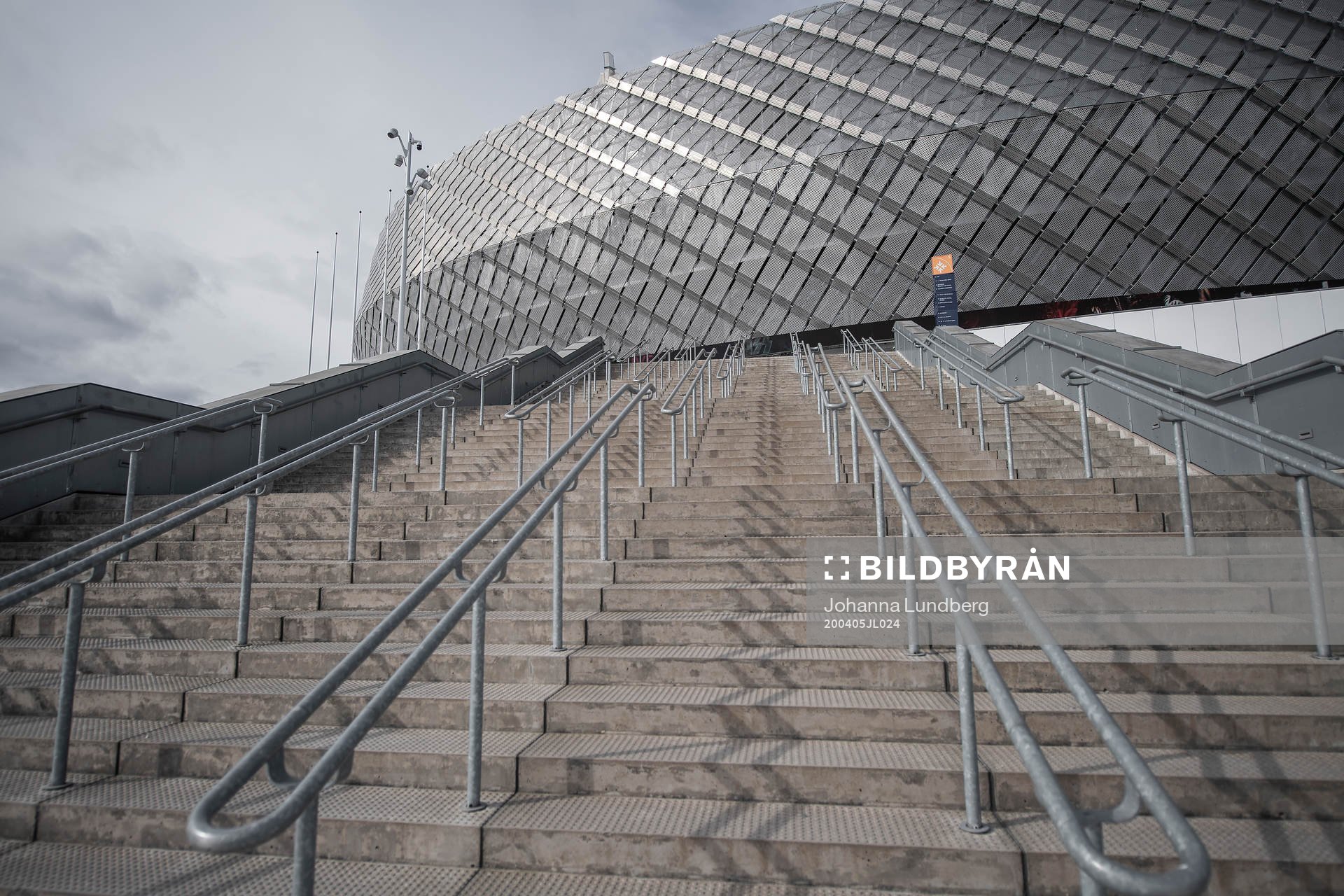 Exterior view of Tele2 arena as the coronavirus, COVID-19,
