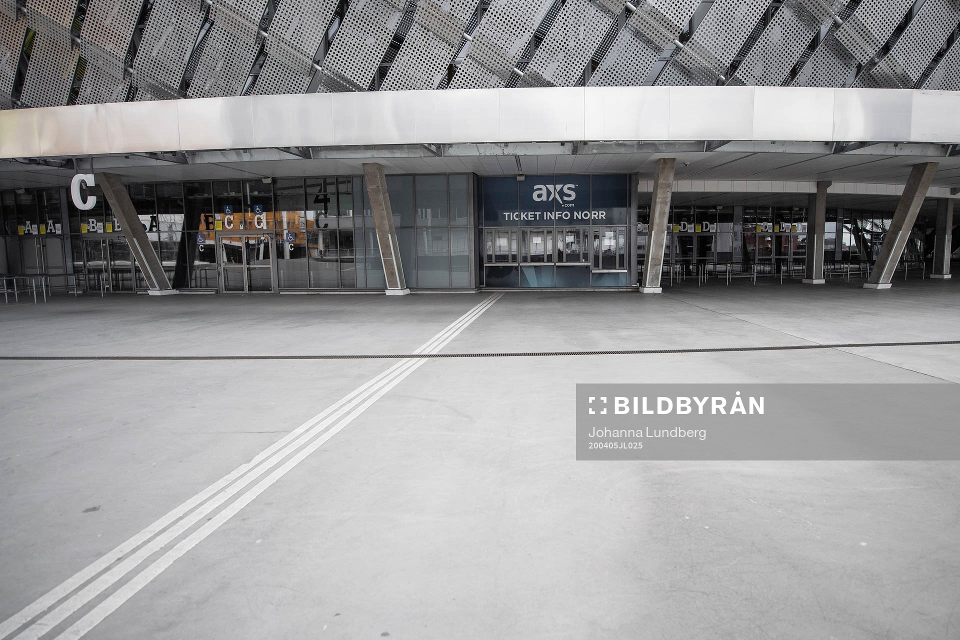 Exterior view of Tele2 arena as the coronavirus, COVID-19,