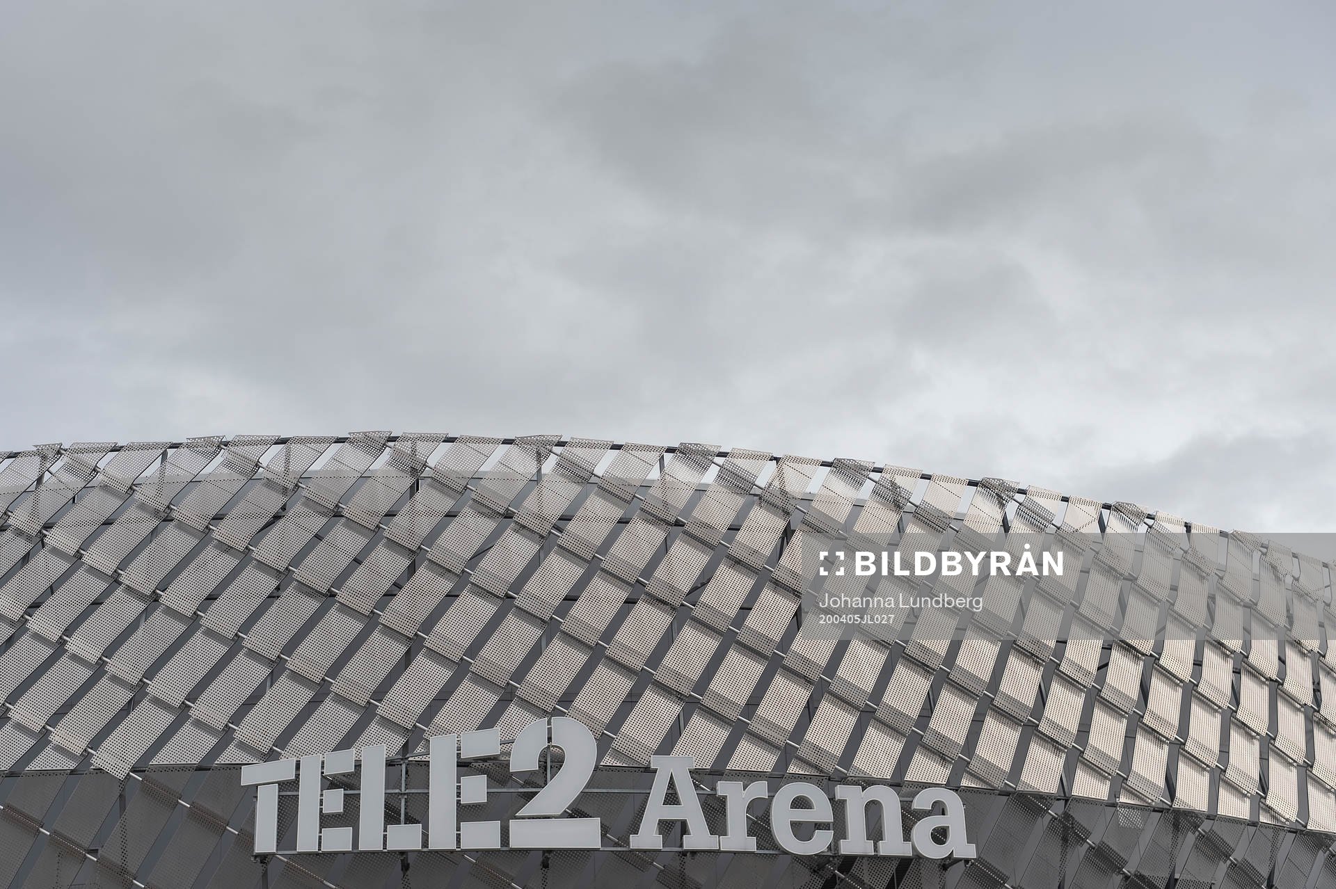 Exterior view of Tele2 arena as the coronavirus, COVID-19,