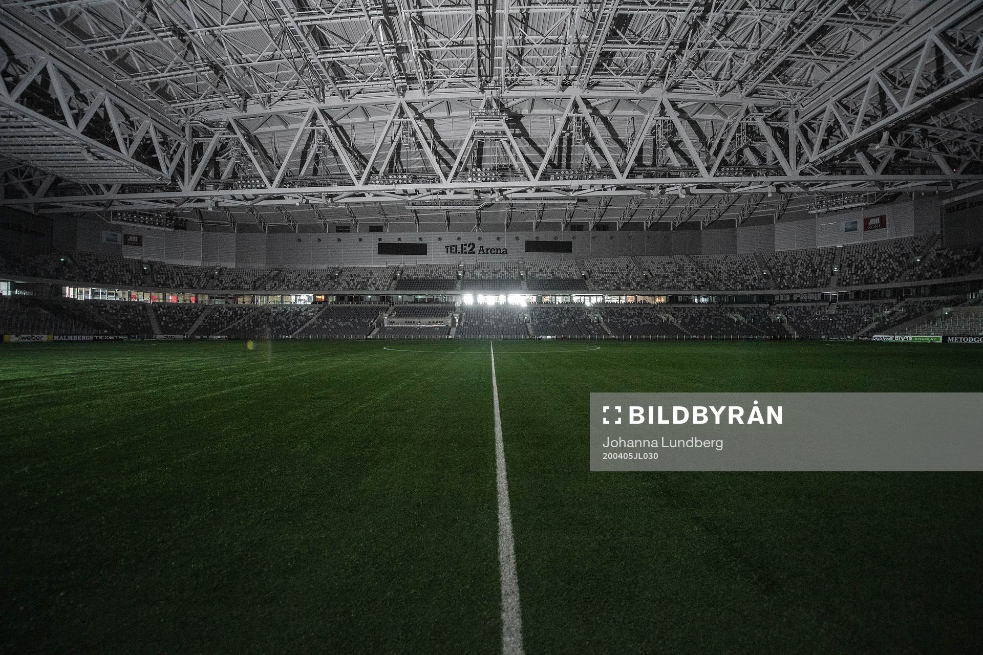 Interior view of Tele2 arena as the coronavirus, COVID-19,