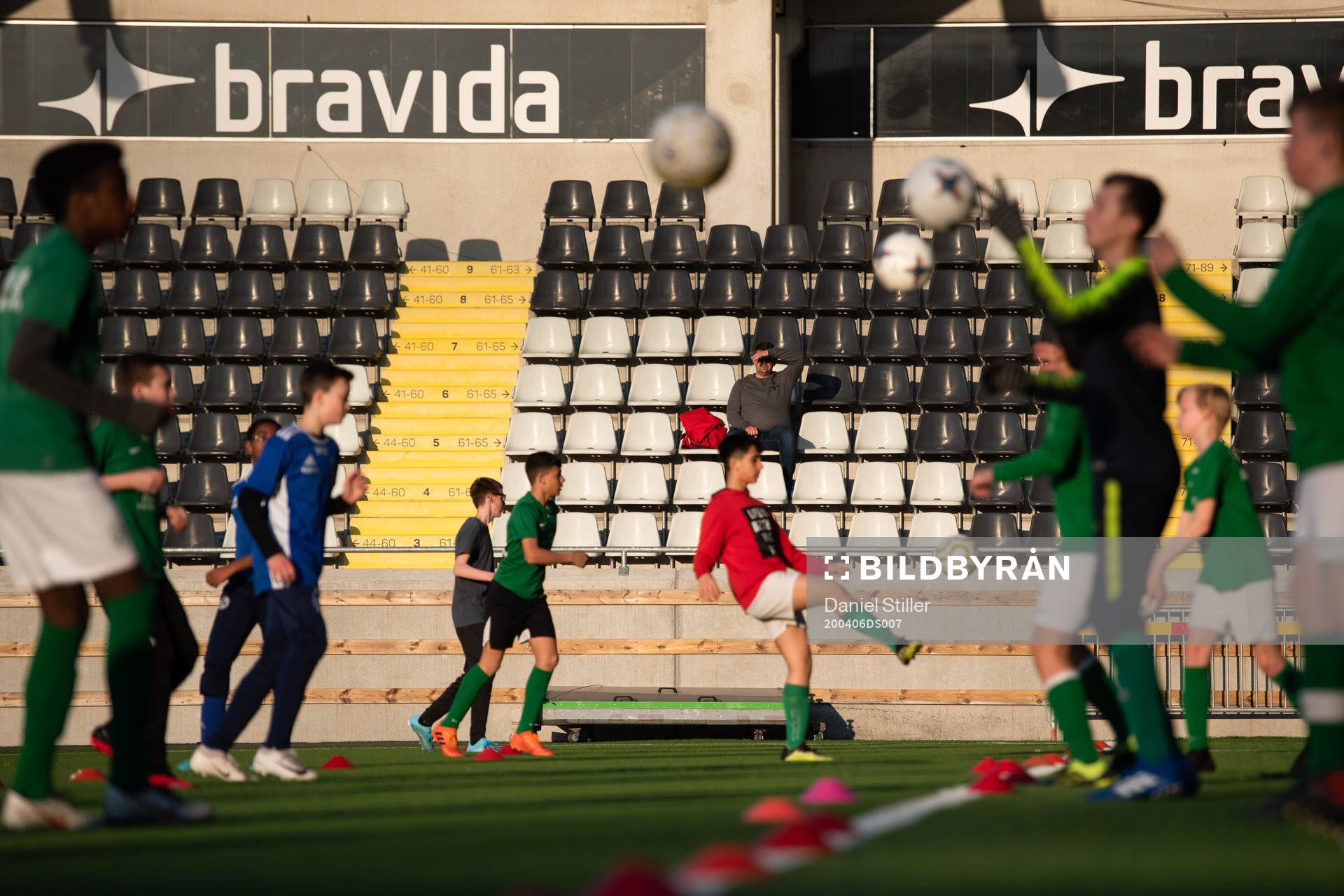 Youth team Lundby practices at Bravida Arena as the