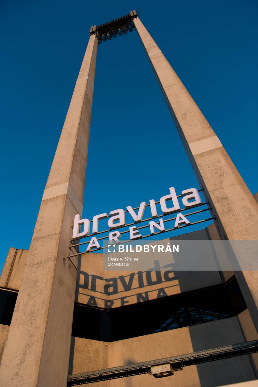 Exterior view of Bravida Arena as the coronavirus,