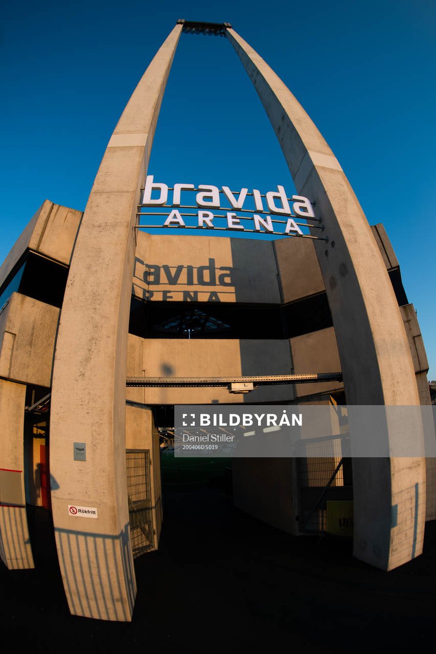 Exterior view of Bravida Arena as the coronavirus,