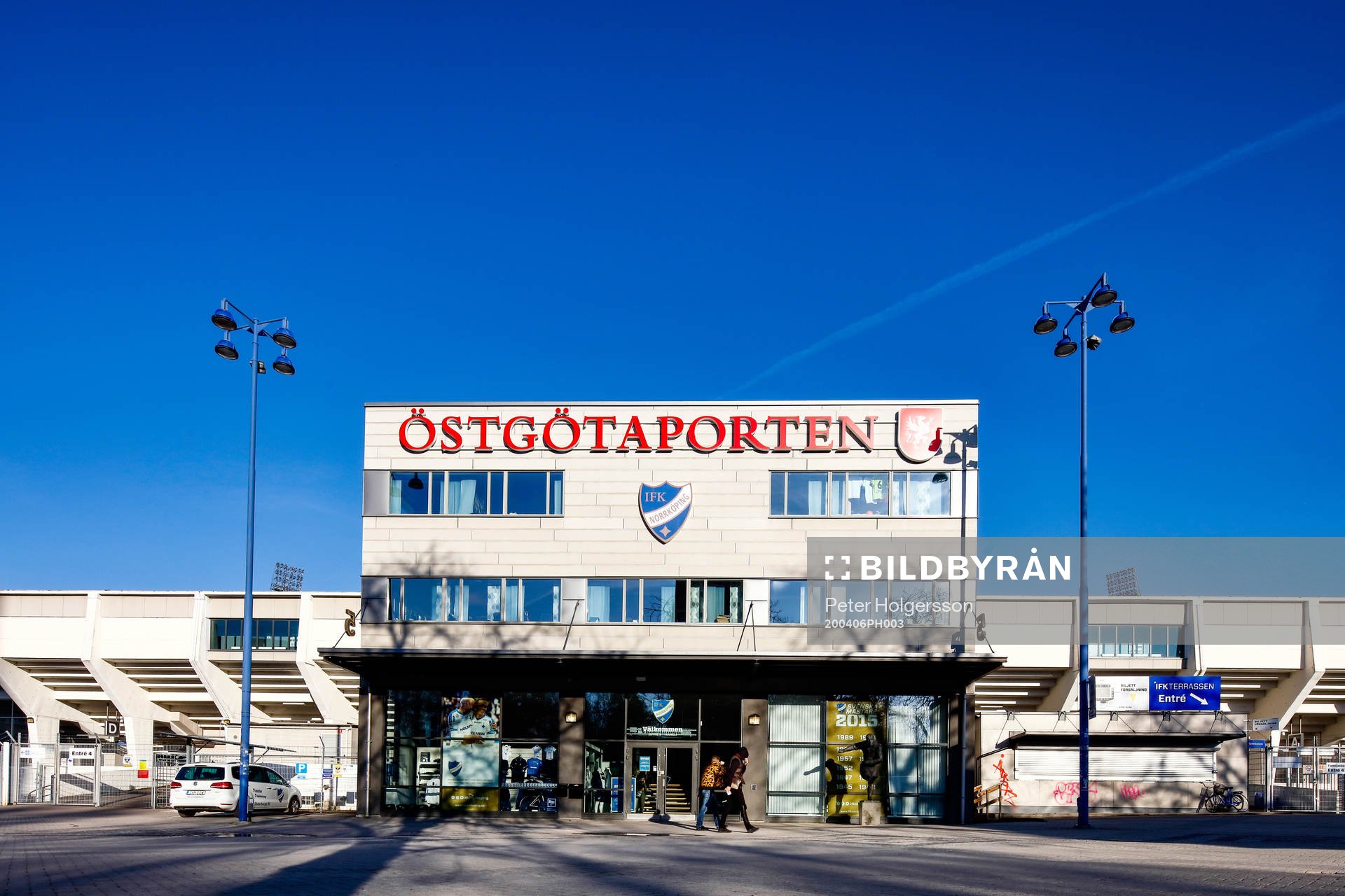 Exterior view of Östgötaporten Arena as the coronavirus,