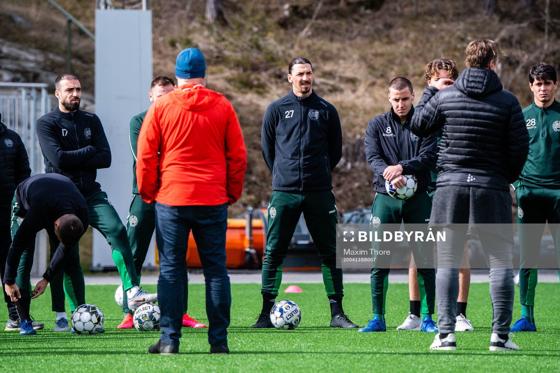 Zlatan Ibrahimovic participate in a practice with Hammarby