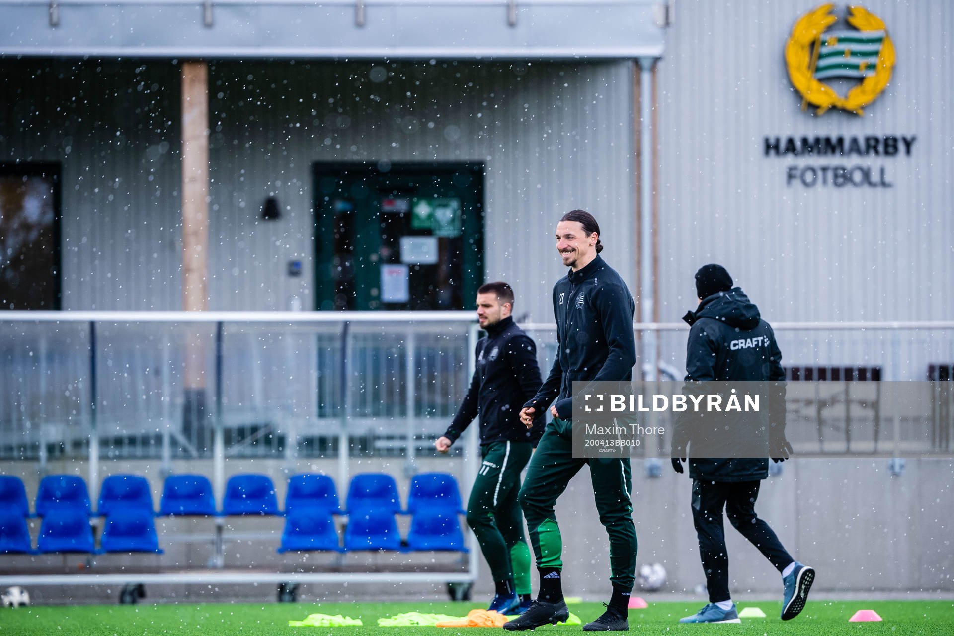 Zlatan Ibrahimovic participate in a practice with Hammarby