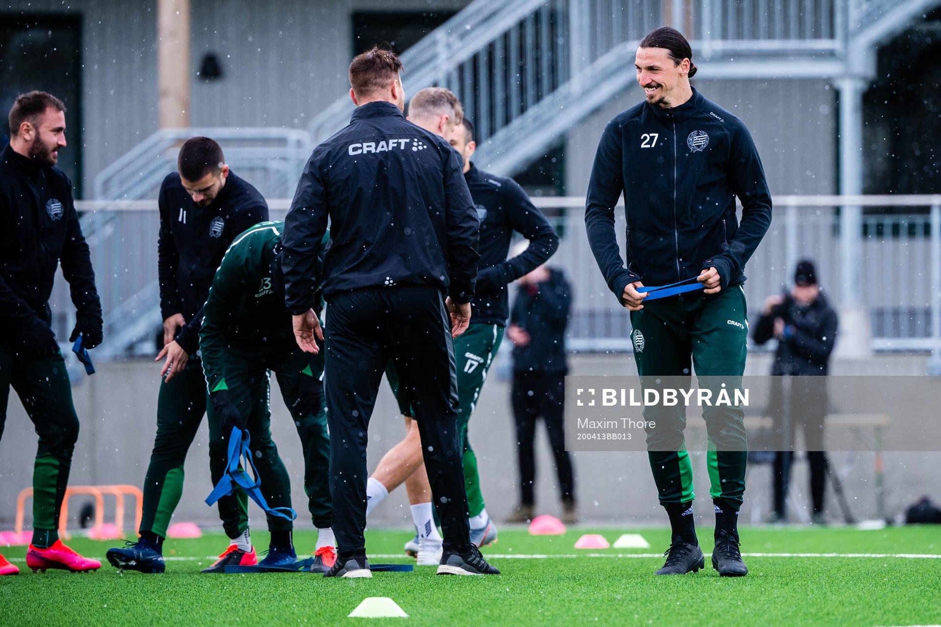 Zlatan Ibrahimovic participate in a practice with Hammarby