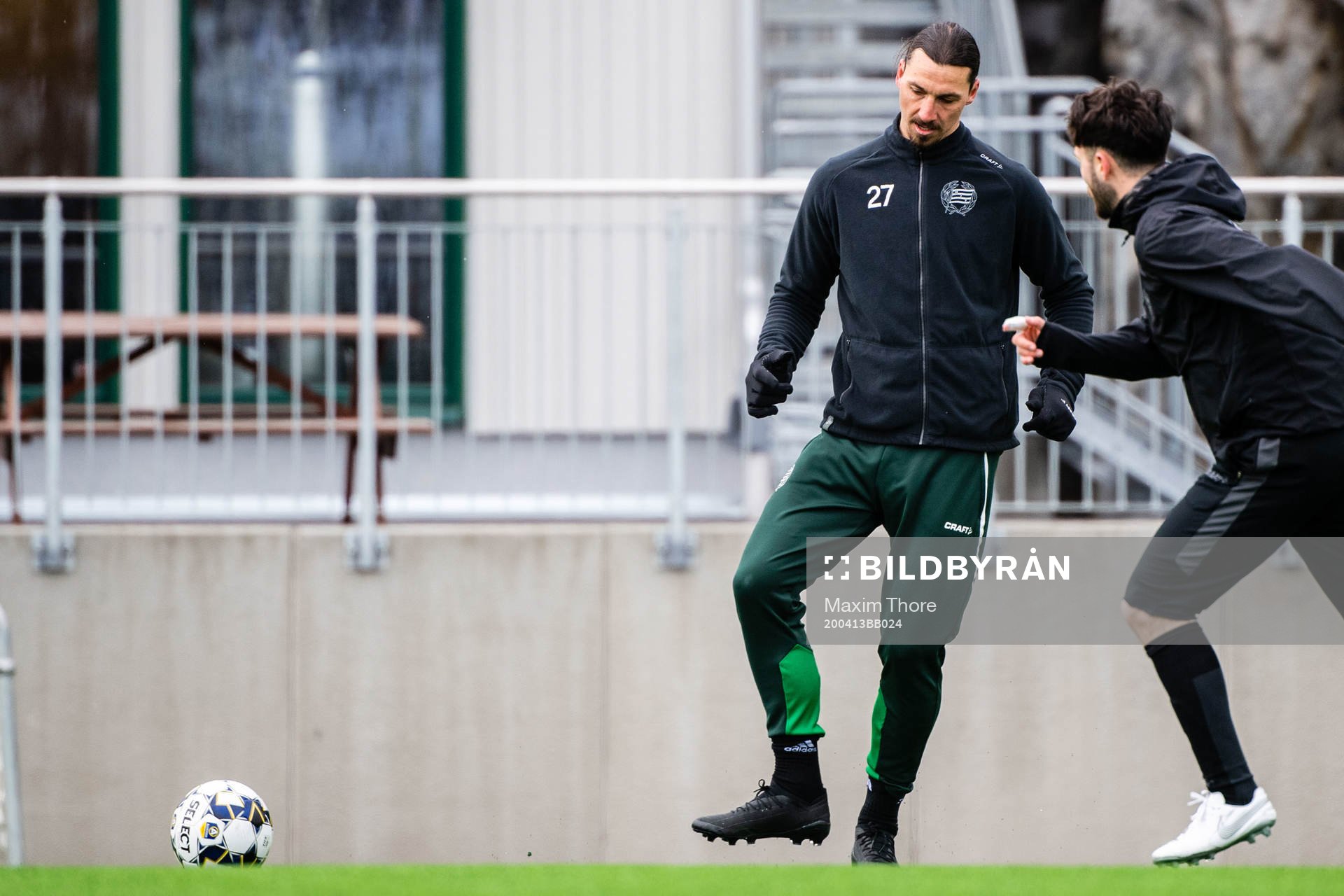 Zlatan Ibrahimovic participate in a practice with Hammarby