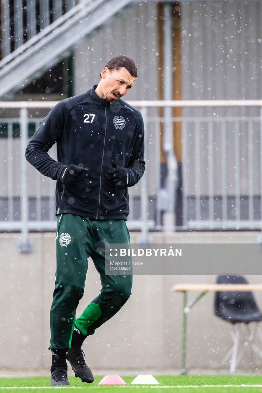 Zlatan Ibrahimovic participate in a practice with Hammarby