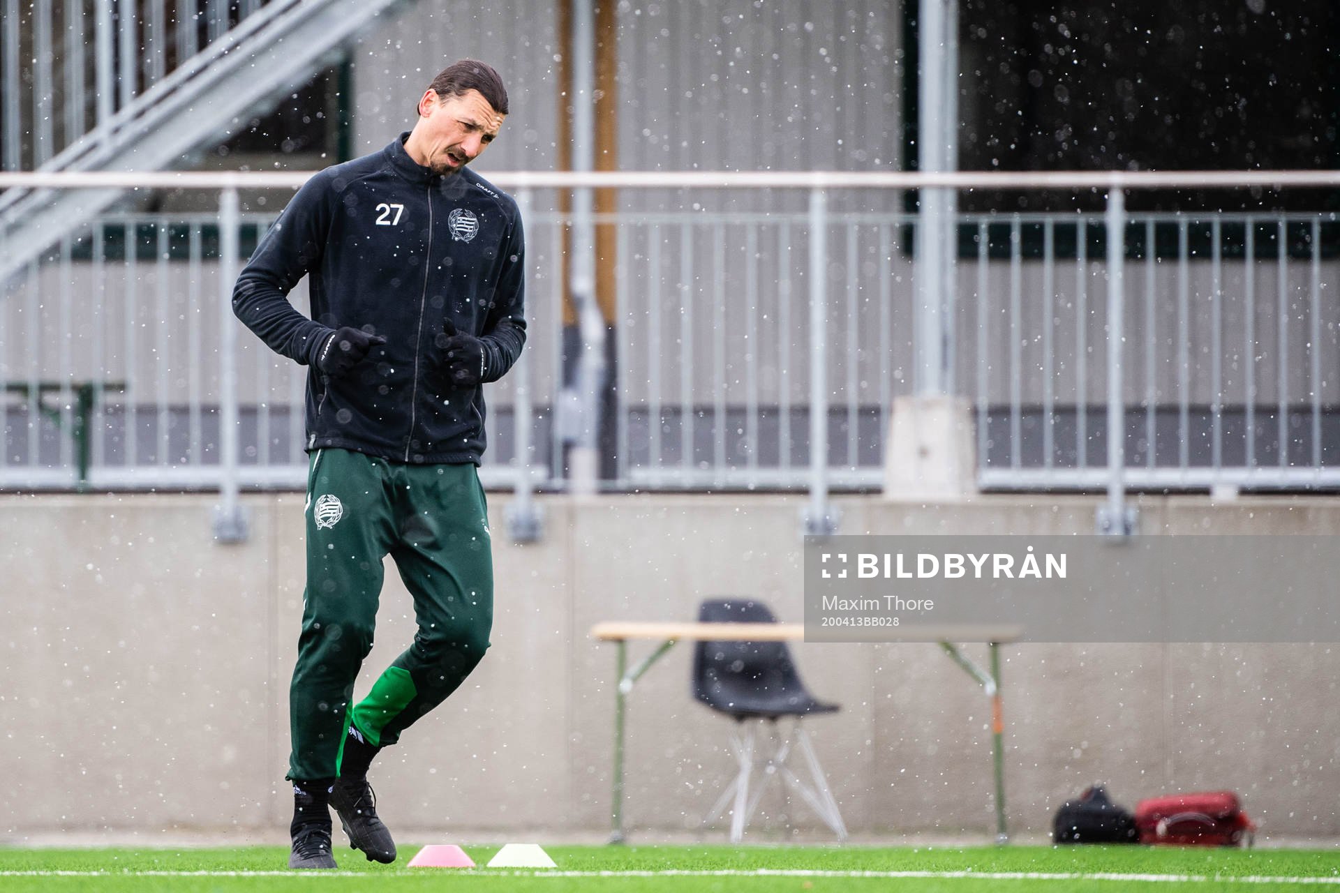 Zlatan Ibrahimovic participate in a practice with Hammarby
