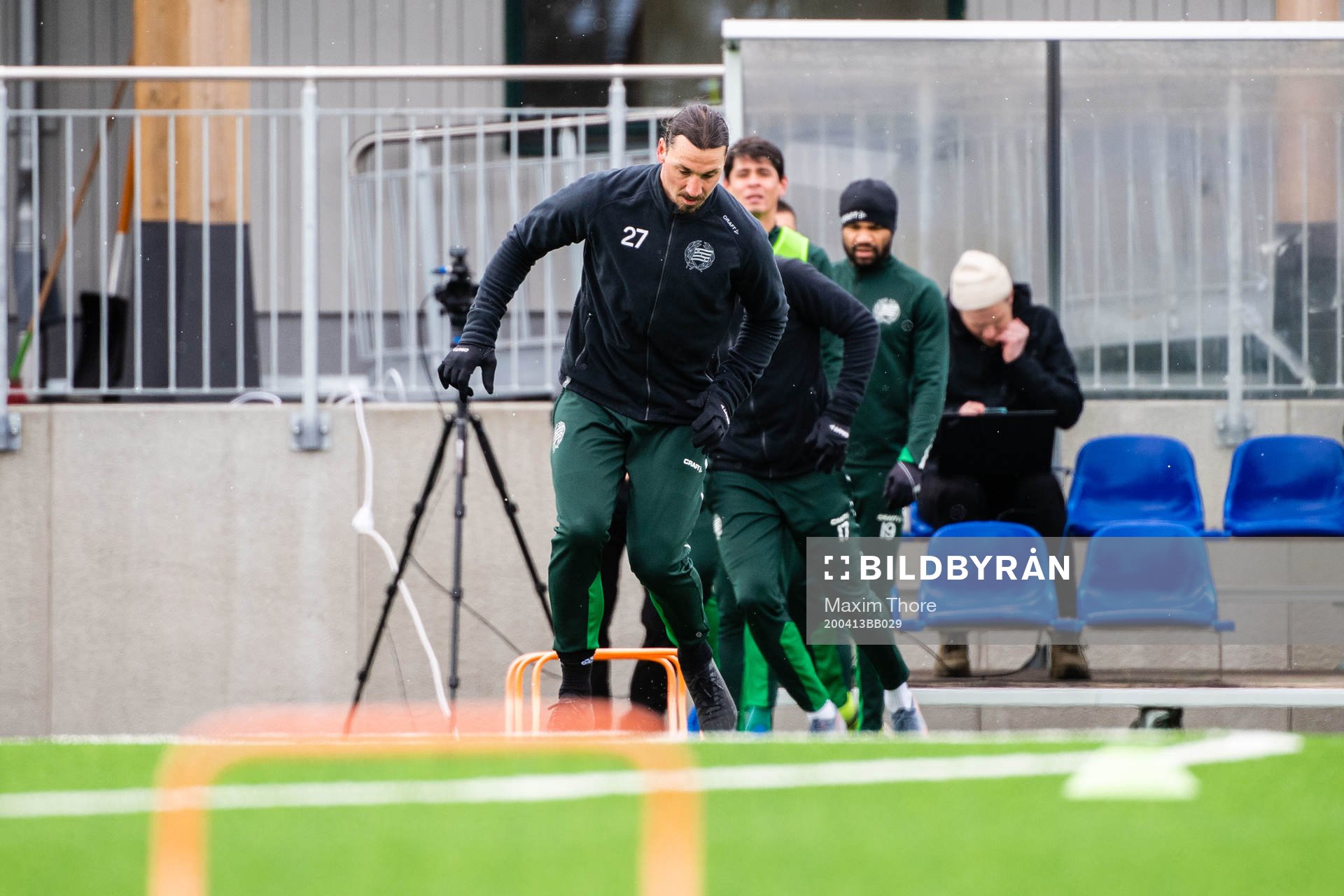 Zlatan Ibrahimovic participate in a practice with Hammarby