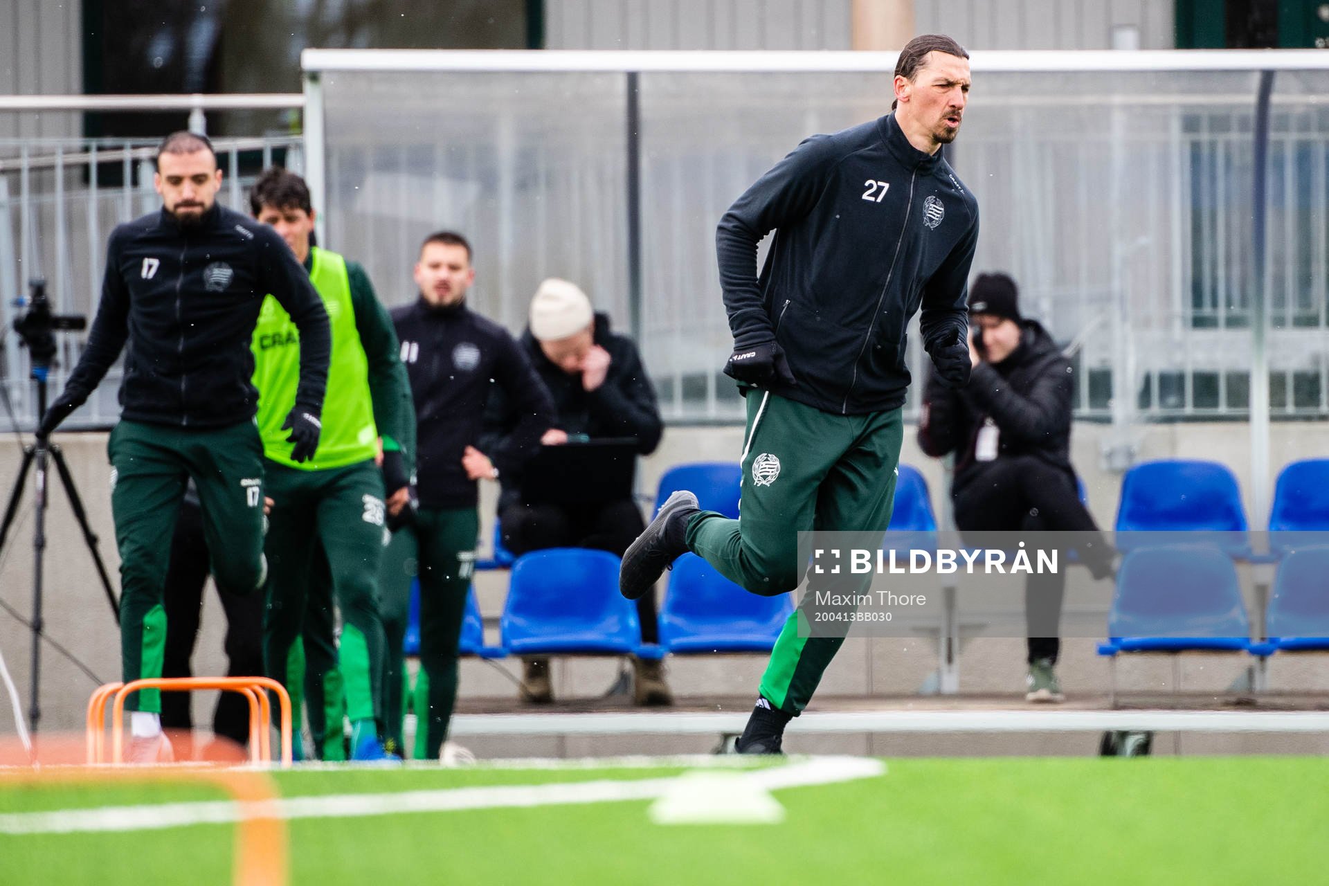 Zlatan Ibrahimovic participate in a practice with Hammarby