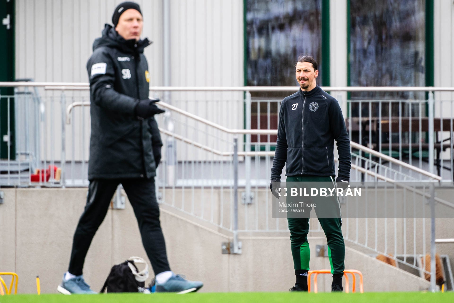 Coach Stefan Billborn and Zlatan Ibrahimovic participate in