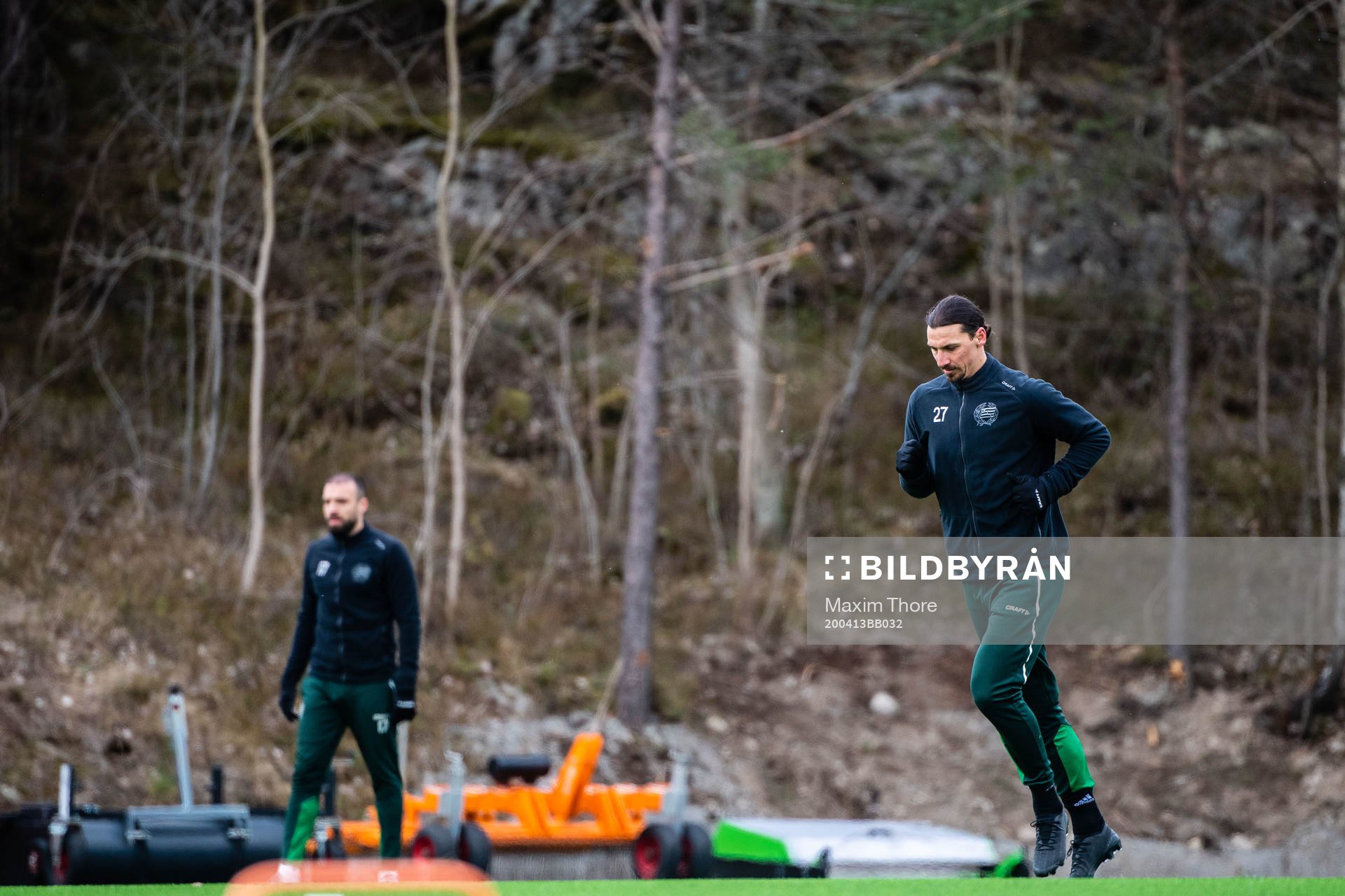 Zlatan Ibrahimovic participate in a practice with Hammarby