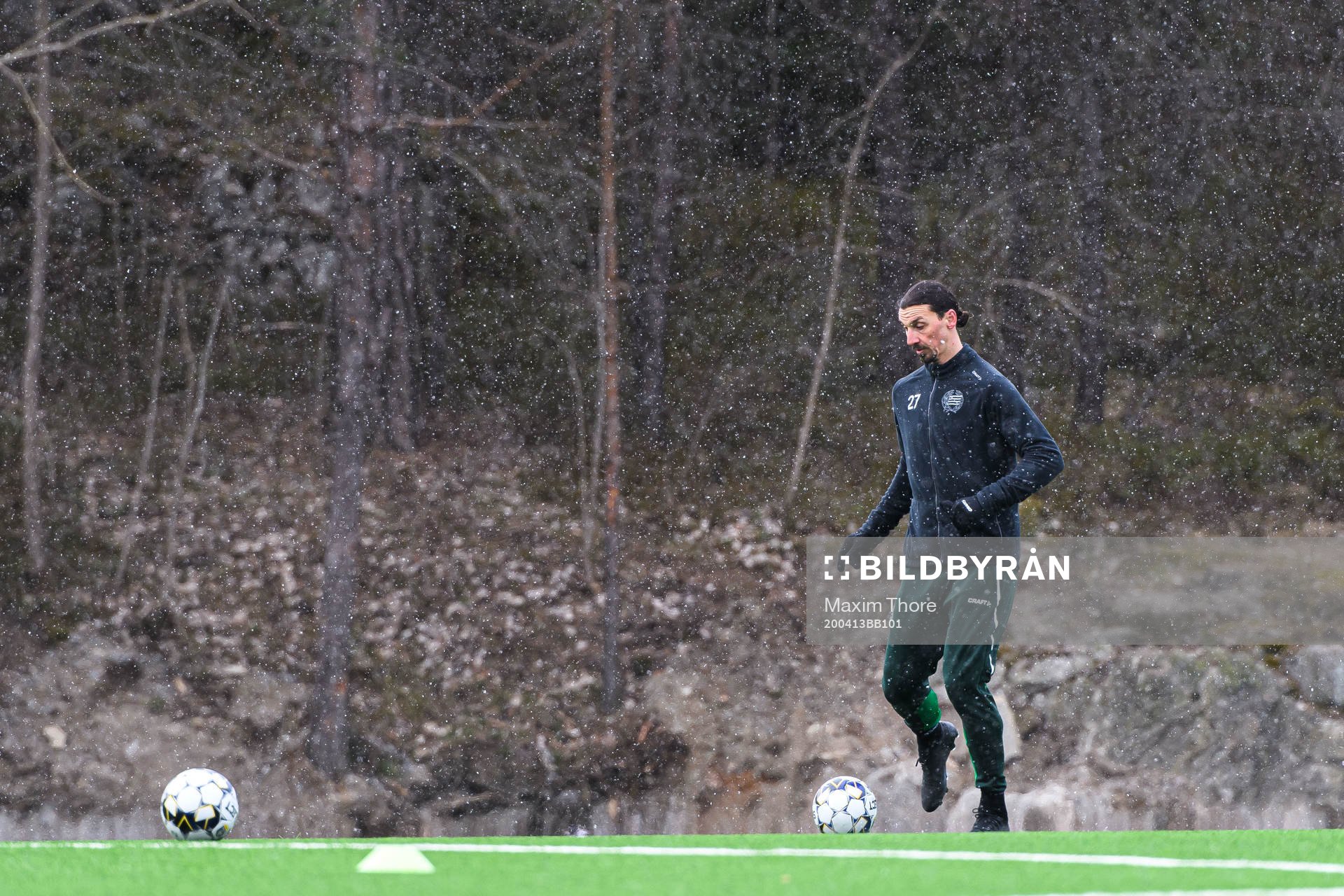Zlatan Ibrahimovic participate in a practice with Hammarby