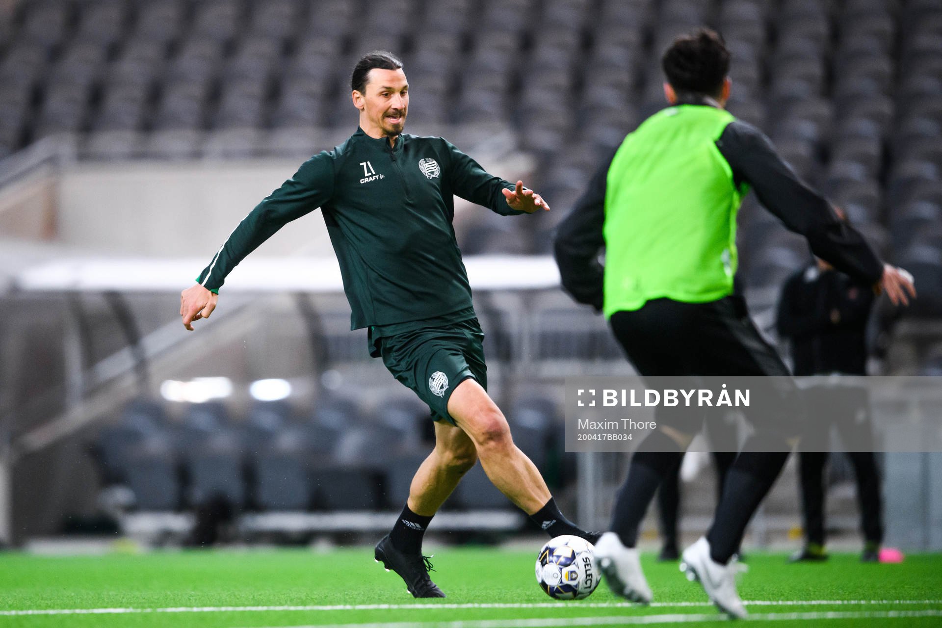 Zlatan Ibrahimovic participates in a training session with