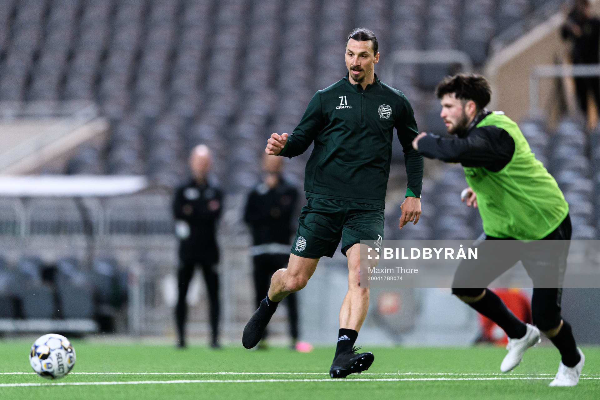 Zlatan Ibrahimovic participates in a training session with