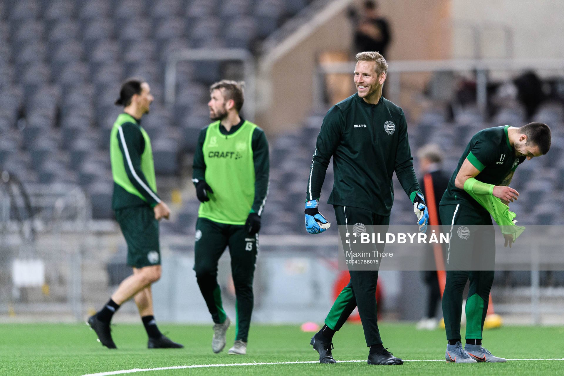 Goalkeeper David Ousted participates in a training session