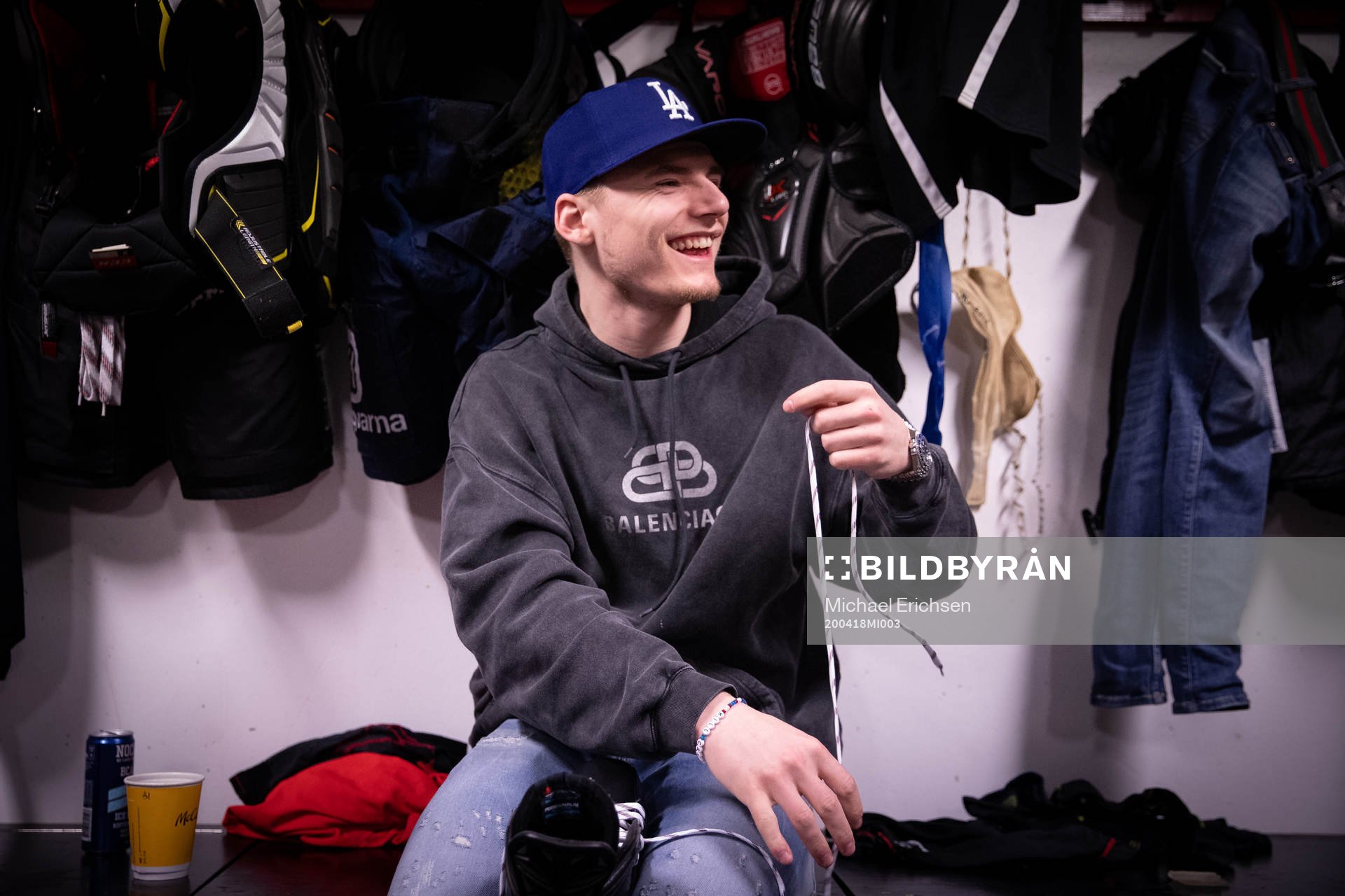 Lias Andersson innan en träning i ishockey