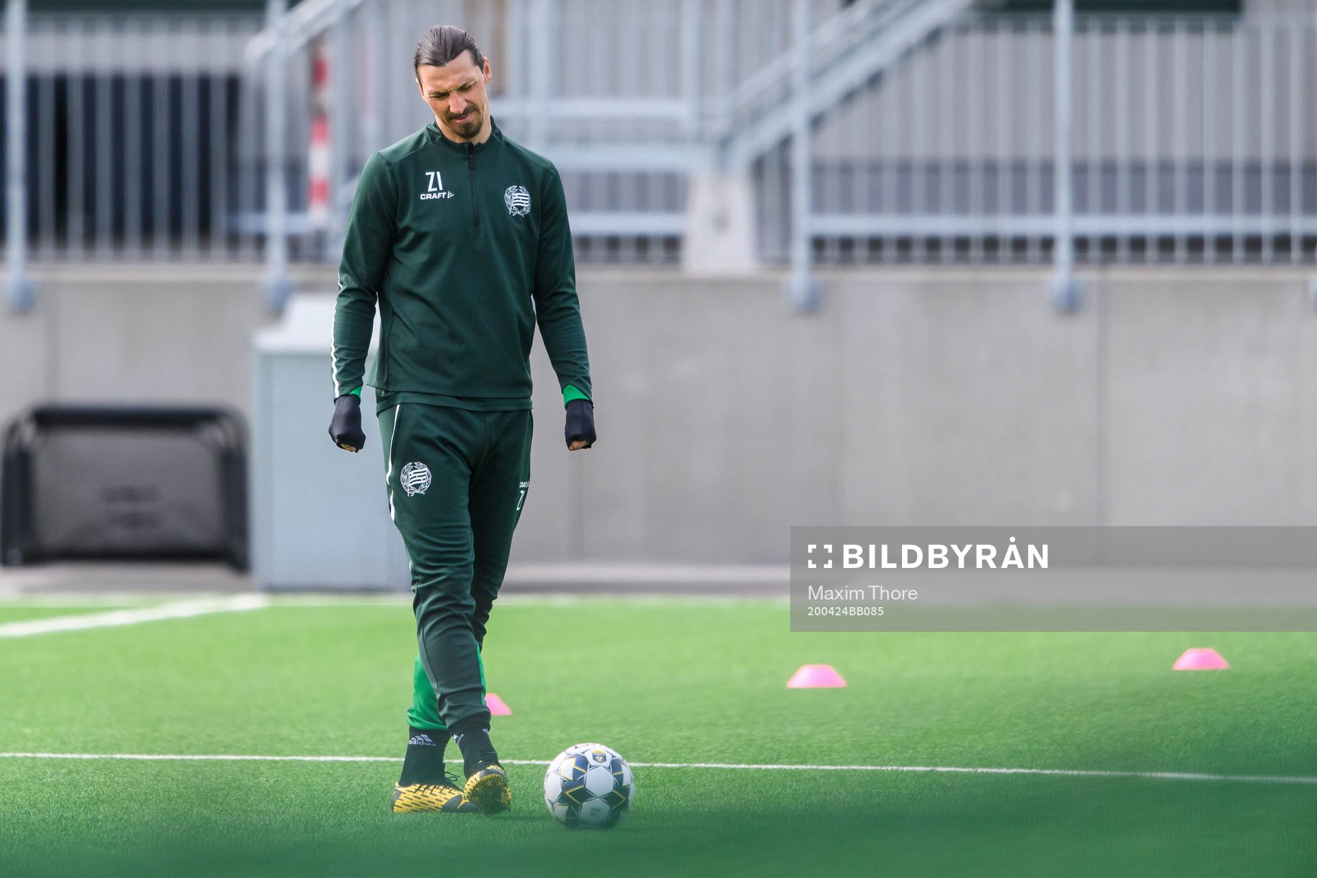 Zlatan Ibrahimovic participates in a training session with