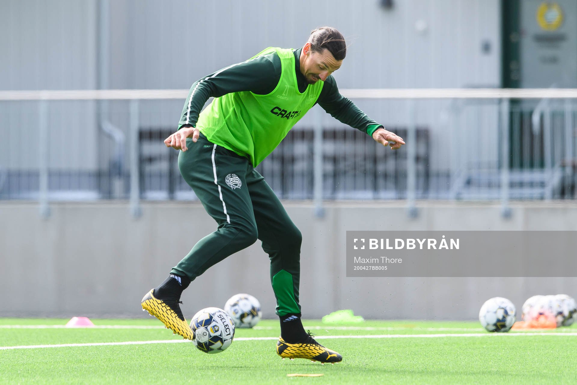 Zlatan Ibrahimovic participates in a training session with