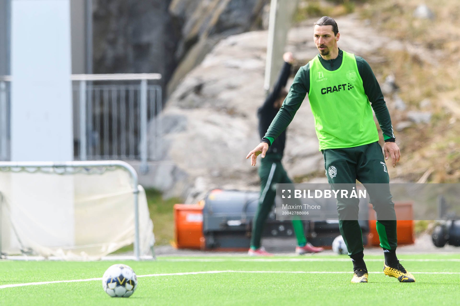 Zlatan Ibrahimovic participates in a training session with