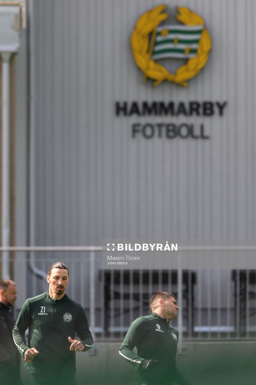 Zlatan Ibrahimovic participates in a training session with