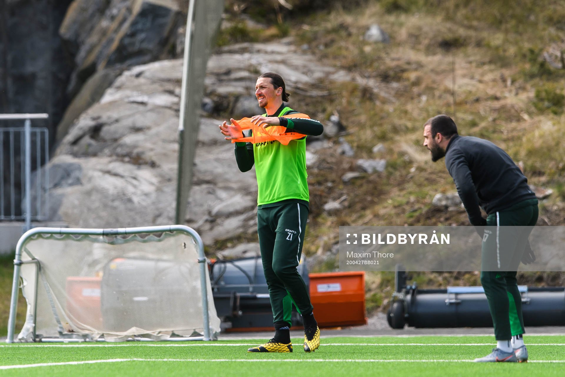 Zlatan Ibrahimovic participates in a training session with