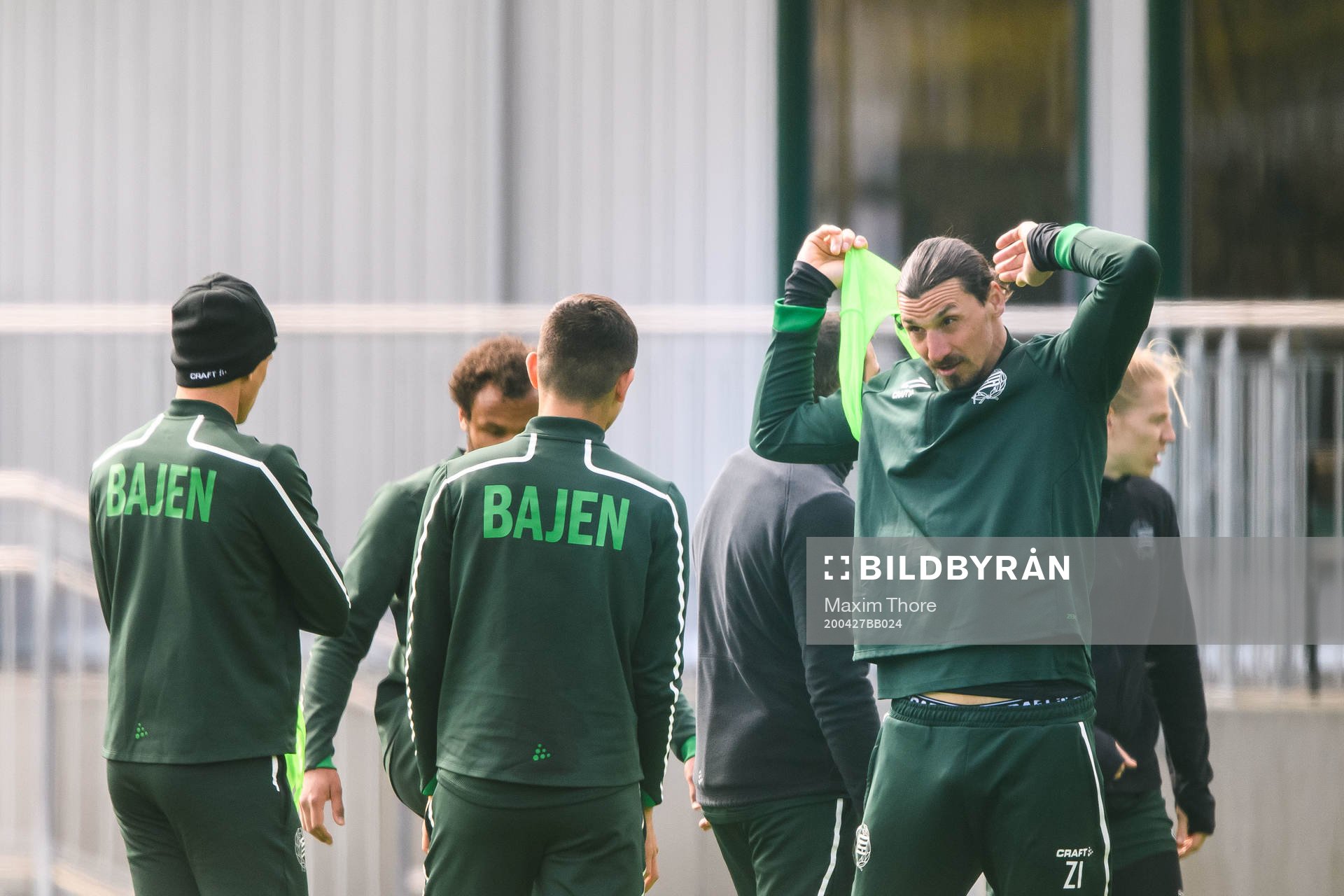 Zlatan Ibrahimovic participates in a training session with