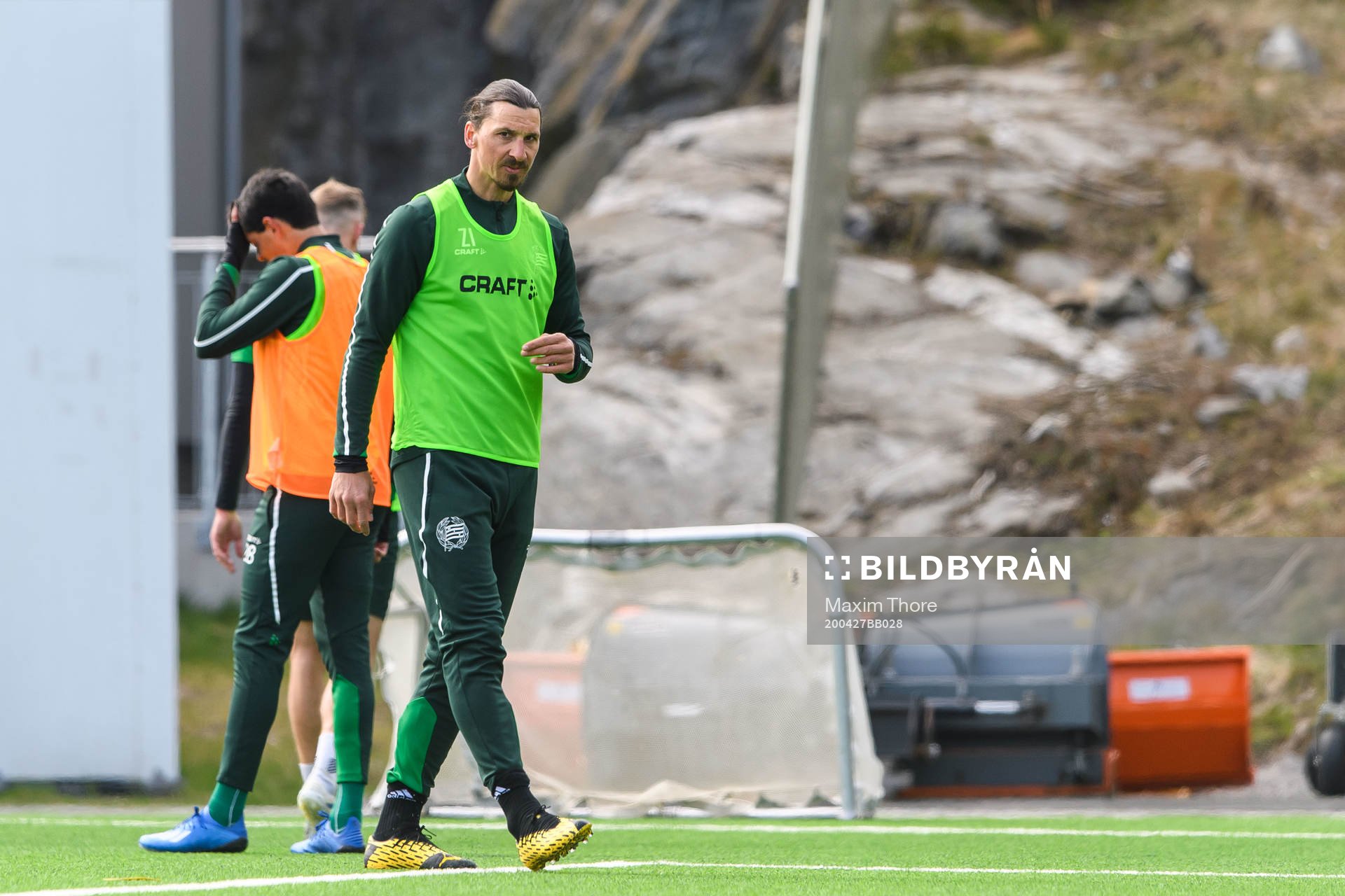 Zlatan Ibrahimovic participates in a training session with