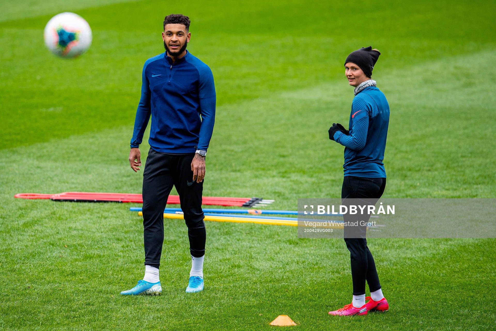 Joshua King and Caroline Graham Hansen of the Norwegian